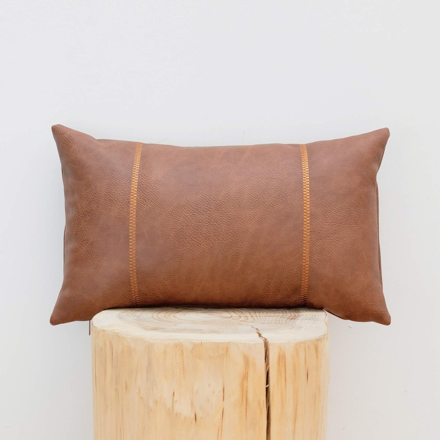 Snugtown Decorative Faux Leather Dark Brown Throw Pillow