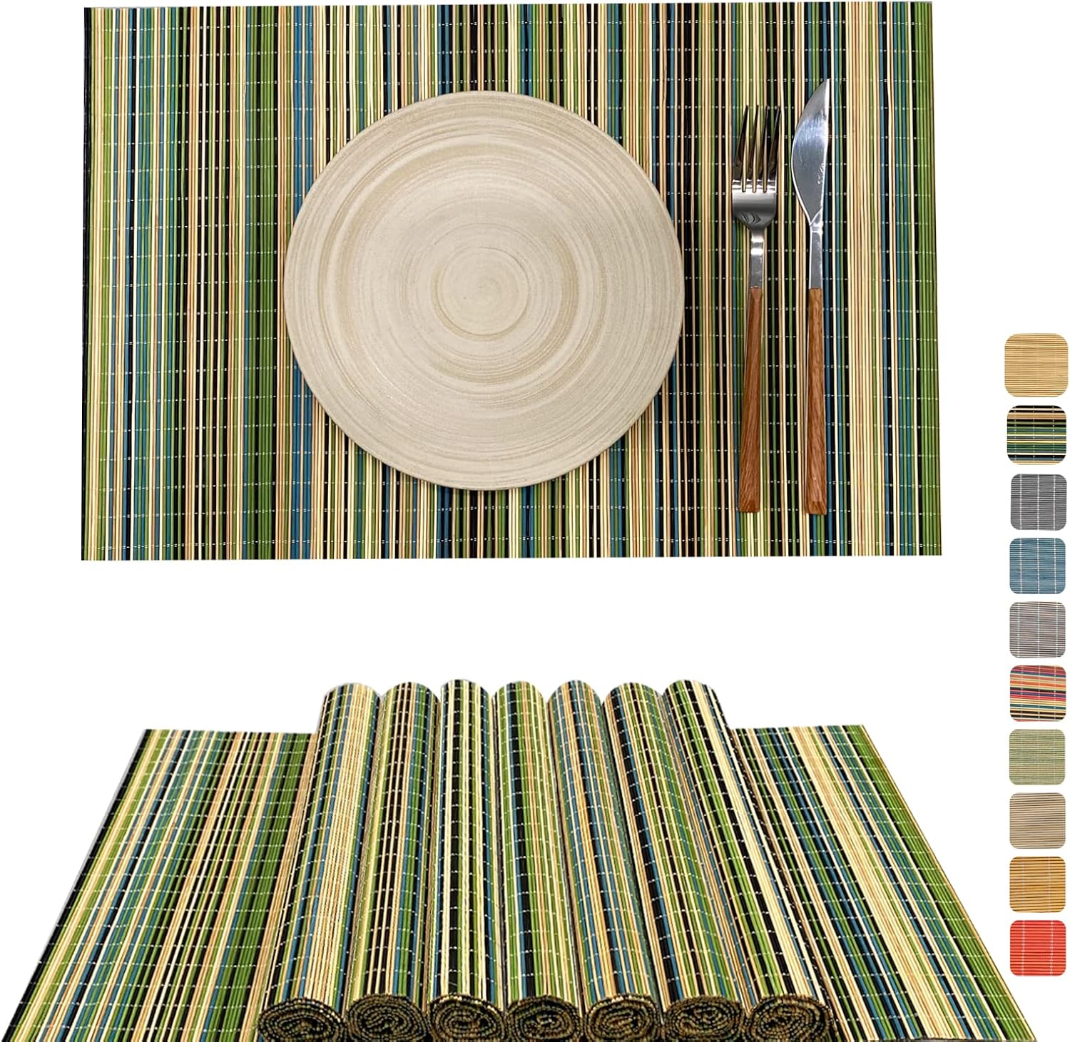 ANDSTAR Set of 8 Natural Bamboo Placemat HeatResistant