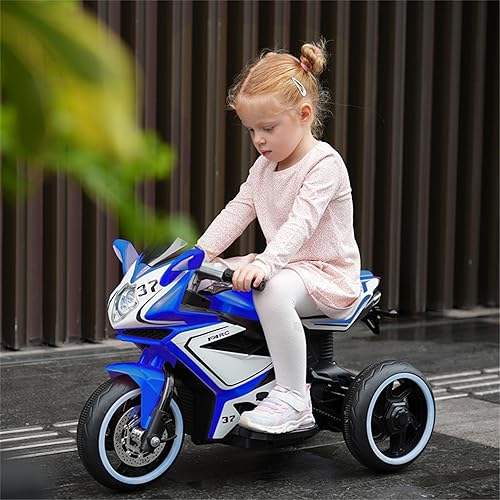Miniatura 2 de Tamco - Motocicleta recargable, para niños de 3 a 4 años con pedal de arranque, música, luces, ruedas de iluminación (azul)