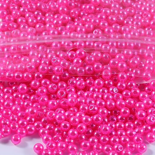 2400 cuentas de perlas para manualidades, cuentas redondas de perlas de 0.157 pulgadas con agujero para hacer joyas, manualidades, pulseras,