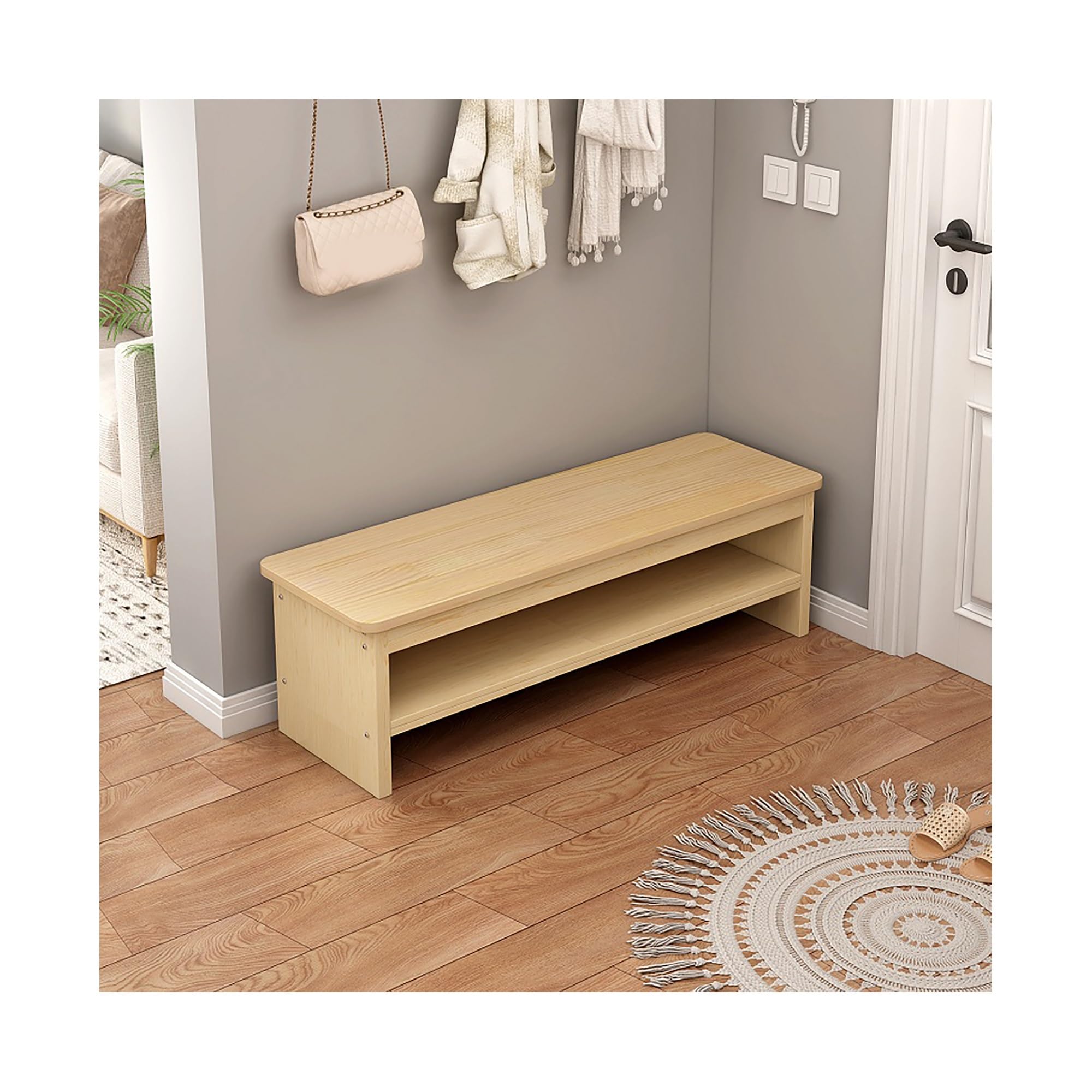 Banc à chaussures en bois pour stopper le désordre de l'entrée et s'asseoir confortablement