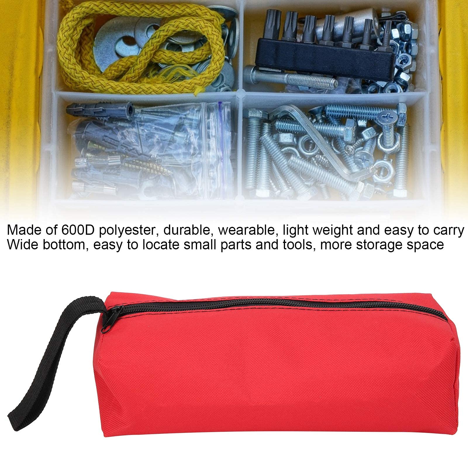 Tool Storage Bag Hand‑Held Tool Storage Bag Hand Tools Organizer with Wristband Small Tool Bag(red) - Image 4