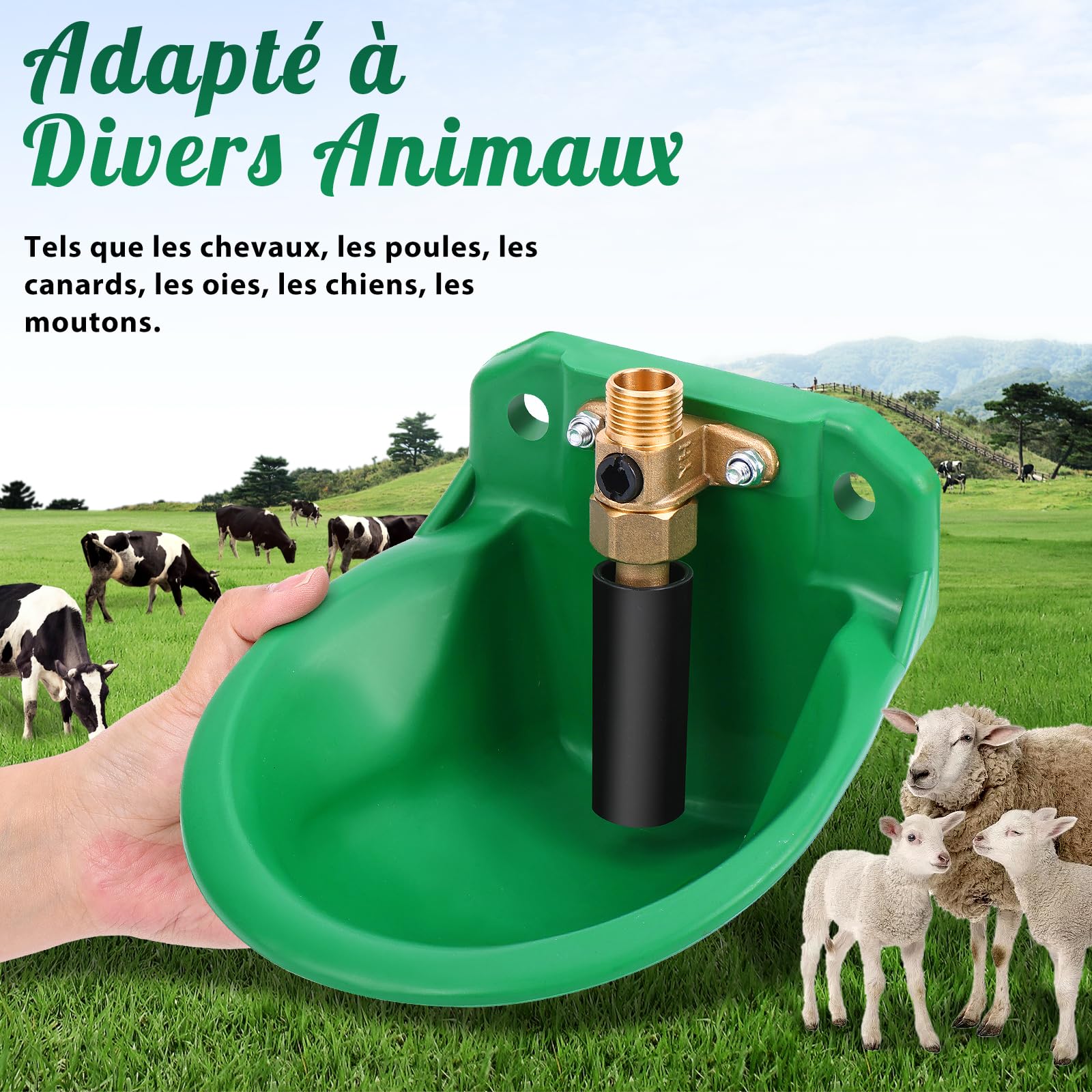2 pièces Abreuvoir Automatique Pour Moutons, Mangeoires De Bétail Avec Trous De Drainage, Alimentation Automatique En Eau Pour Chevaux, Bovins, Moutons, Cochons Et Chiens, Vertes