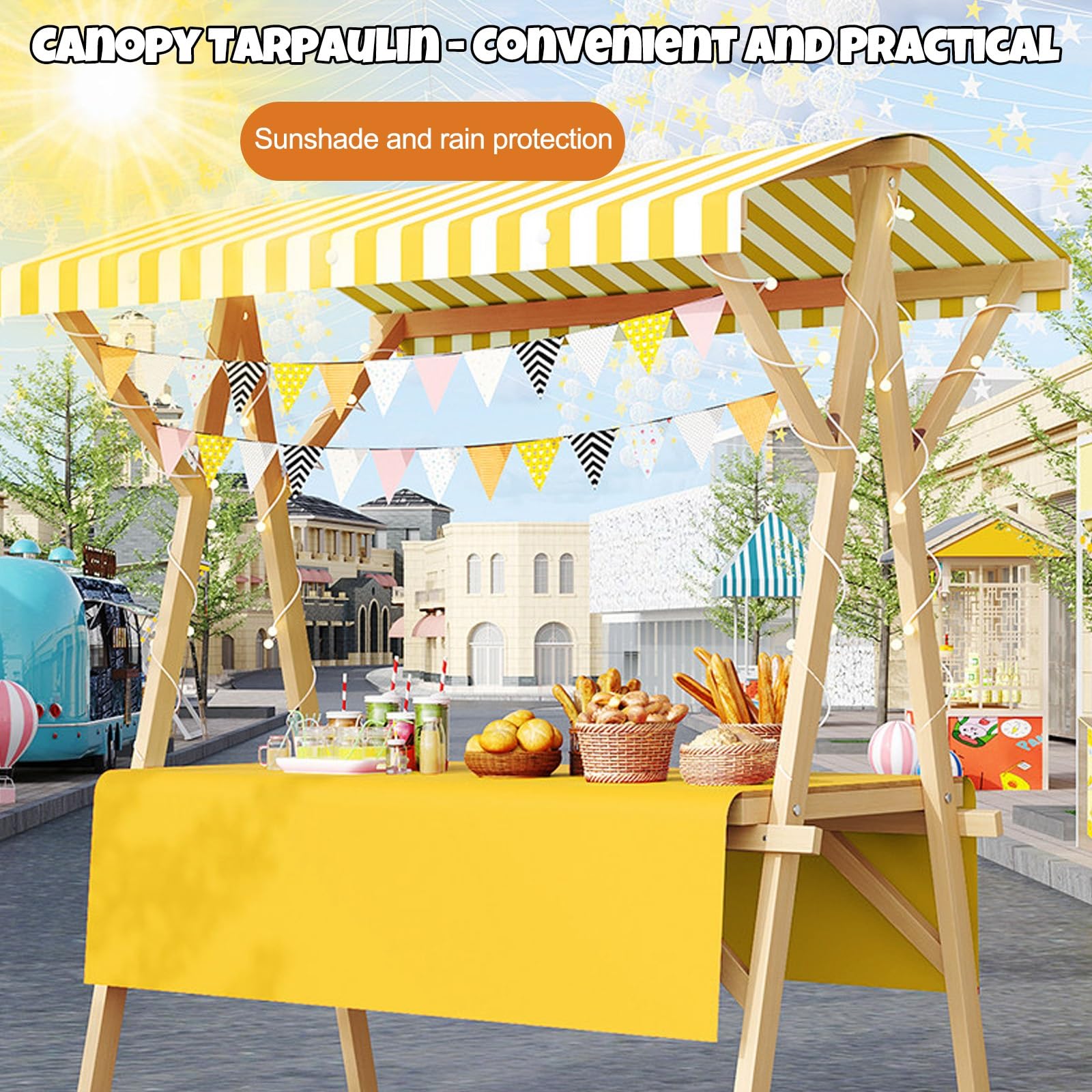 HARELA Carrito de Comida callejera de Madera, Genérico Puesto De Mercado con Toldo, Puestos Plegables for ferias de artesanías, mercados callejeros y ferias de artesanía(Red A,120cm/47.2in)