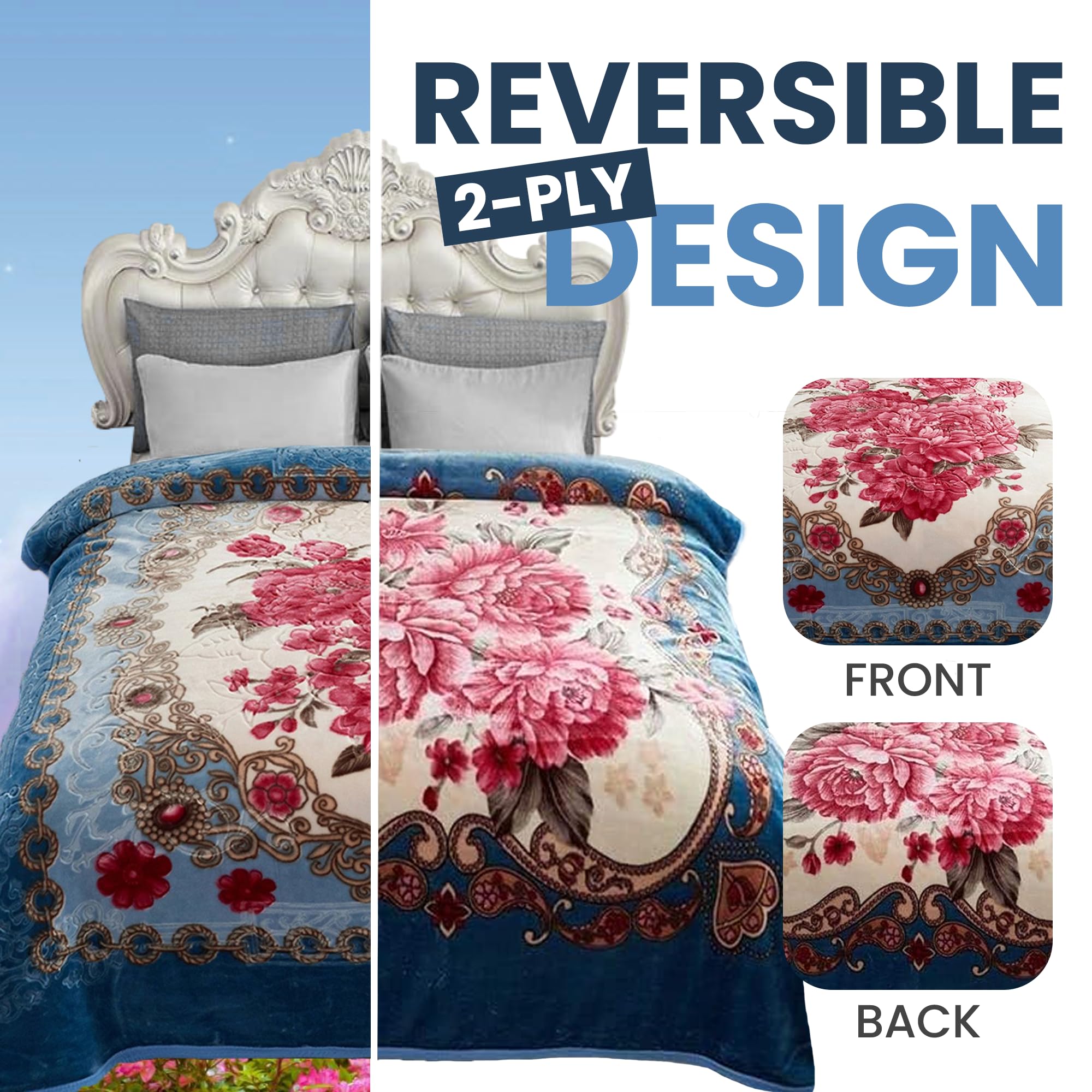 YHSF Korean Faux Mink Blanket 5 LB - 2 Ply Reversible Fuzzy Silky Super Warm and Cozy Plush Soft Embossed Blanket (Tiger/Leopard, Queen) Heavy Korean Mink Fleece King Size Blanket, Christmas Gift for