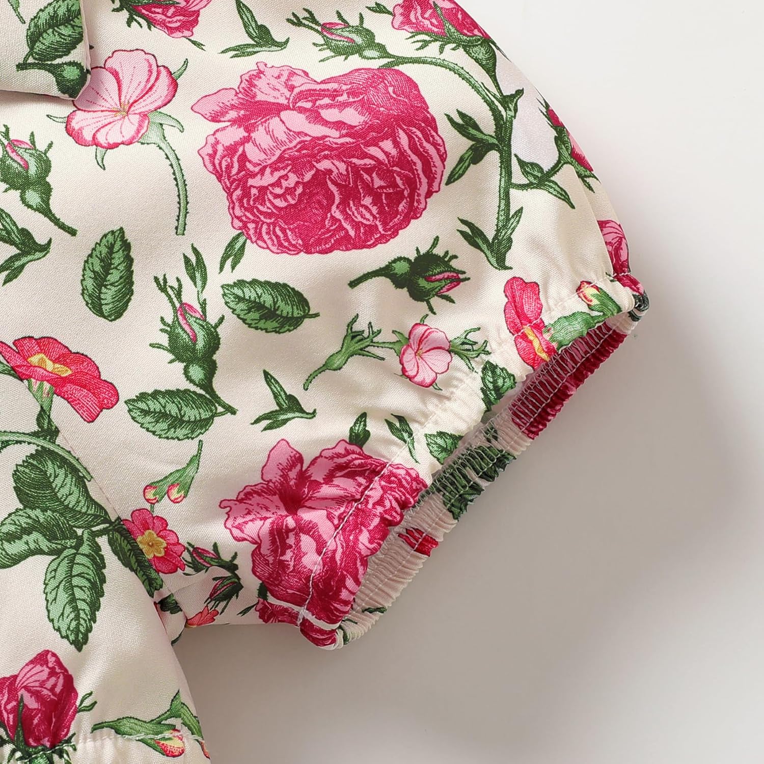 Tiny Cutey Baby Girl Clothes Infant Summer Outfits Set Ruffle Sleeve Romper and Floral Shorts with Headband - Image 6