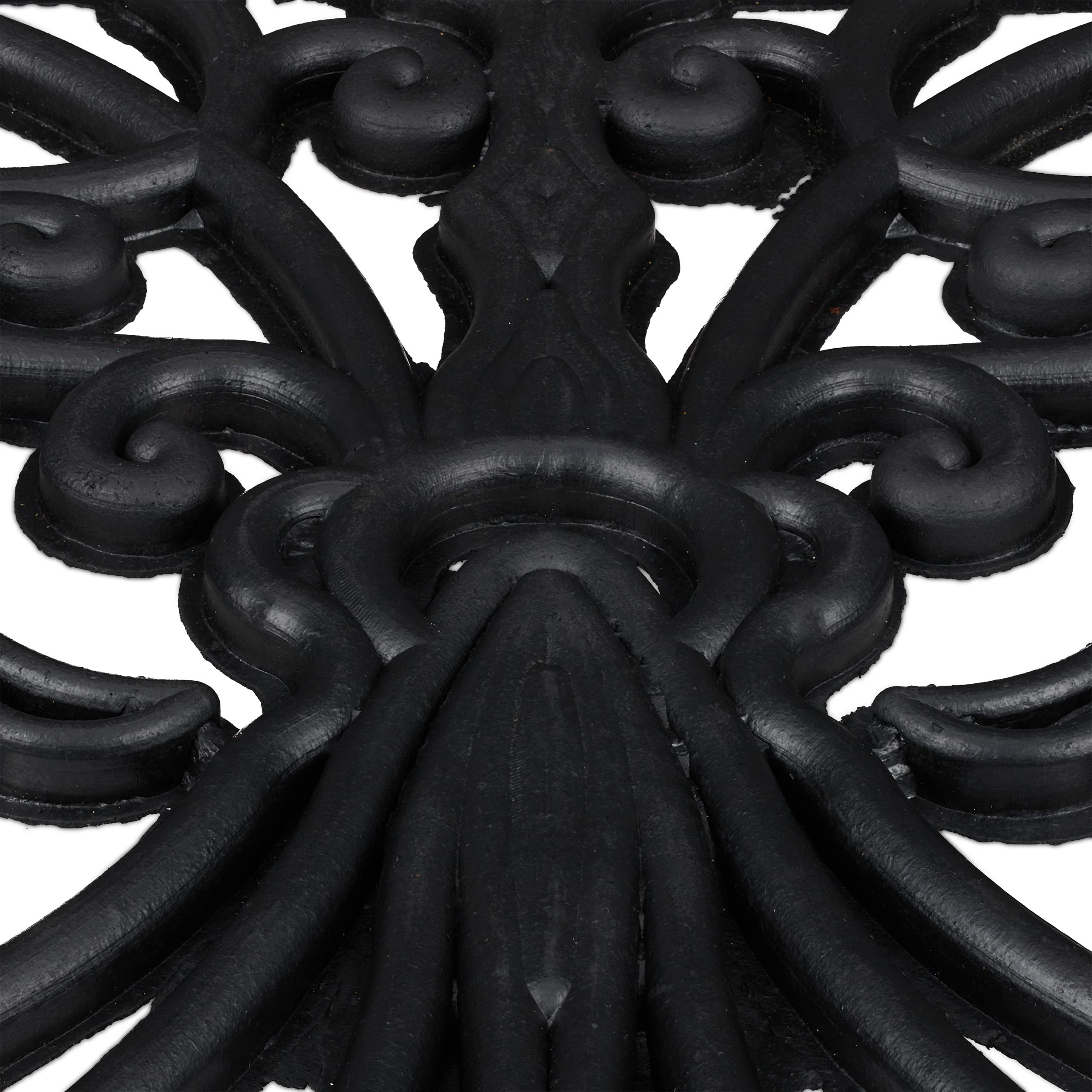 Relaxdays Zerbino con Motivo Ornamentale, 75x45 cm, Tappetino Semicerchio, in Gomma Antiscivolo, Indoor & Outdoor, Nero