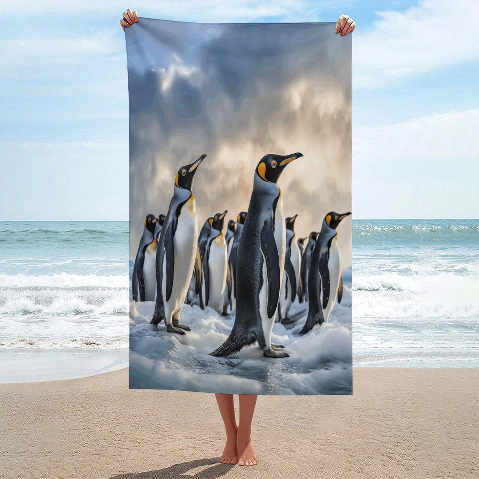 Adfgyerh Unisex Style Sea Penguin Bath Towels Beach Towel Lightweight Quick Dry, Bath Towel For Travel Sports Pool Swimming Bath Camping Yoga Adults130x80cm
