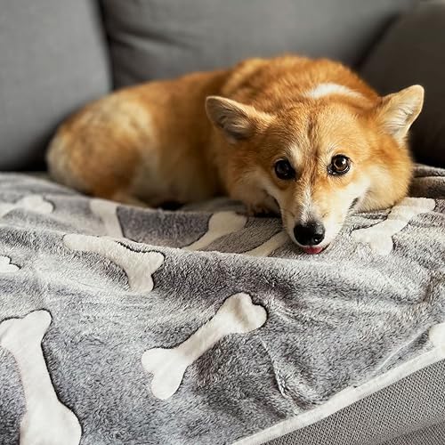 Miniatura 2 de 1 paquete de 3 mantas para cachorros, súper suaves y cálidas, manta gris con bonito estampado, manta de vellón esponjoso para mascotas, manta de
