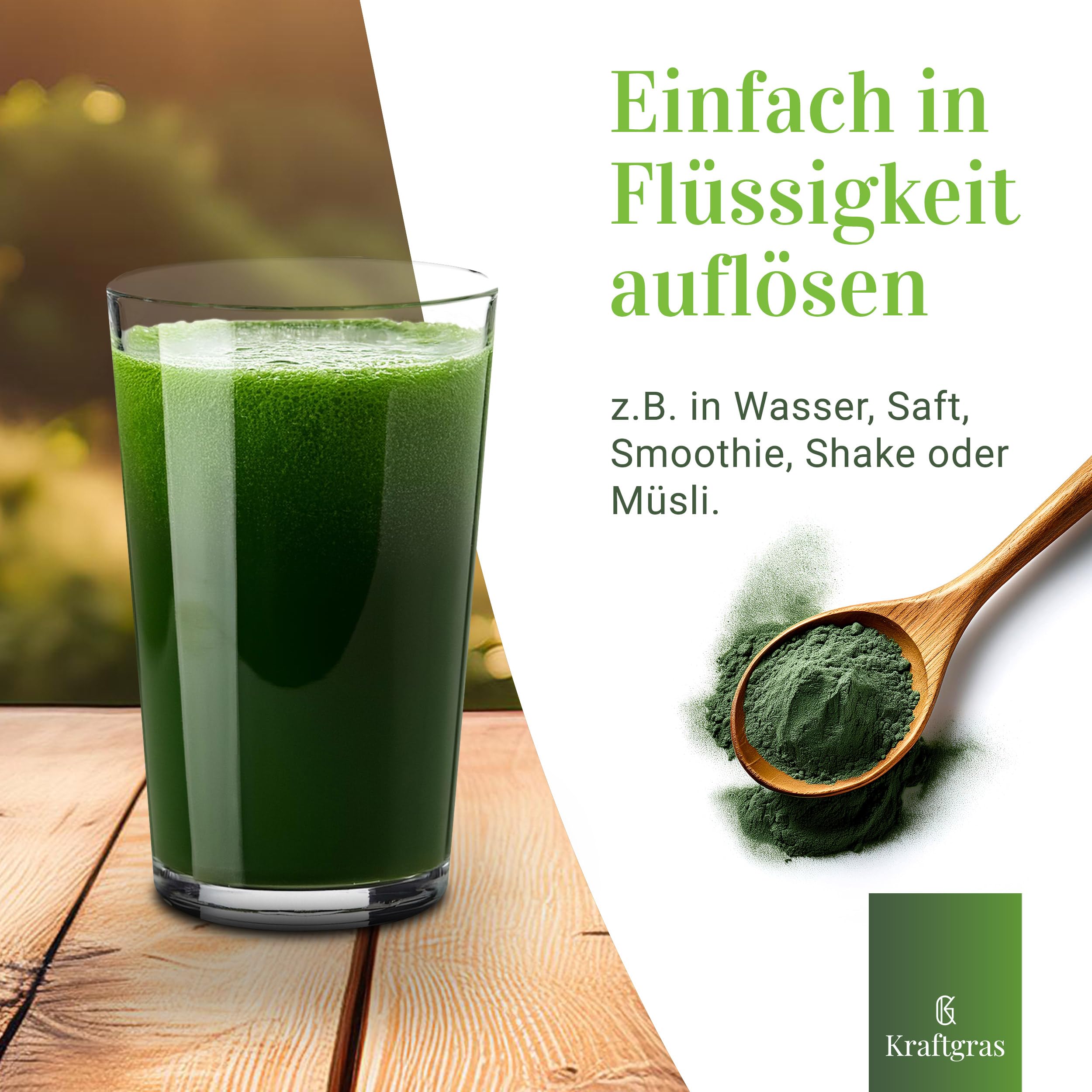 Urweizengrassaft-Pulver BIO [200g] - naturreines Weizengrassaft-Pulver aus grünem Weizengras [vegan & glutenfrei] für Saft, Smoothie & mehr - komplett natürlich & ohne Zusätze