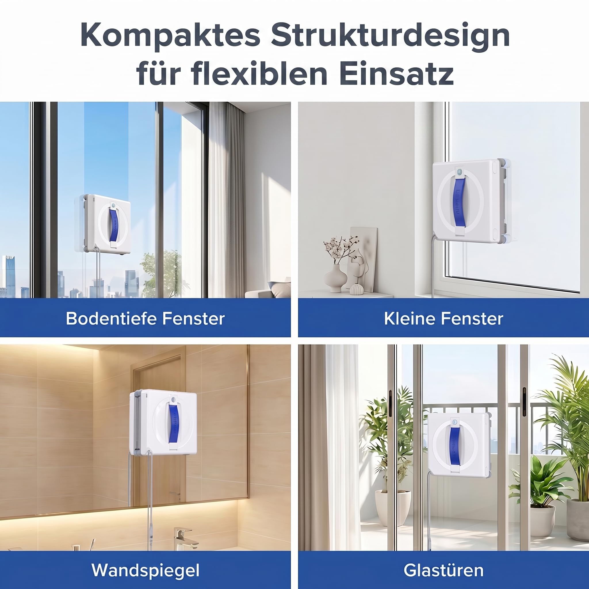 Lubluelu Fensterreinigungsroboter mit KI-gesteuerter Navigation, 8 kPa starker Saugleistung, 4-seitigen Reinigungsbürsten, Doppel-Sprühsystem, intelligenter Routenplanung, 8 Schutzfunktionen