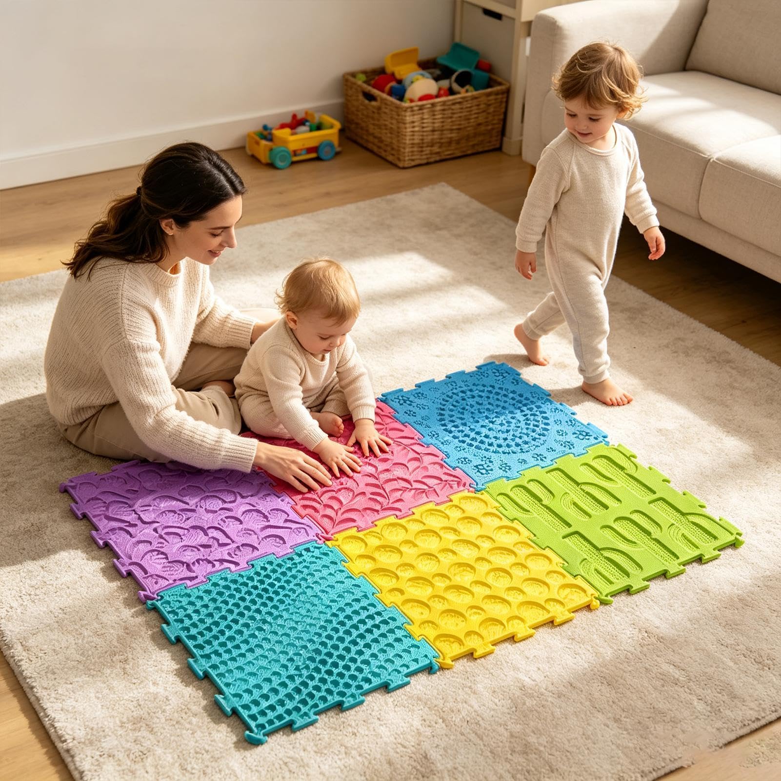 Maty Sensoryczne Silikonowe Miękkie Antypoślizgowe Zmywalne Maty Puzzle Do | Sensoryczne Płytki Puzzle Mata Podłogowa Dla Dzieci, Dziewczynek, Salonu, Przedszkola, Pokoju Dziecięcego,