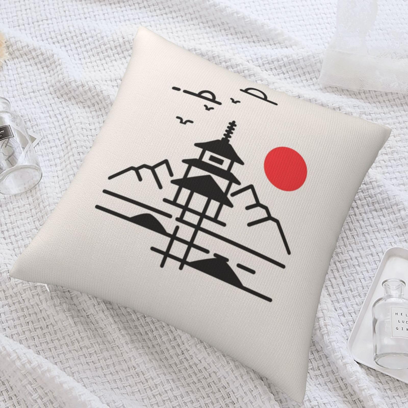 Amazon.co.jp: クッションカバー 45×45cm 和風 寺 太陽 抱き枕カバー