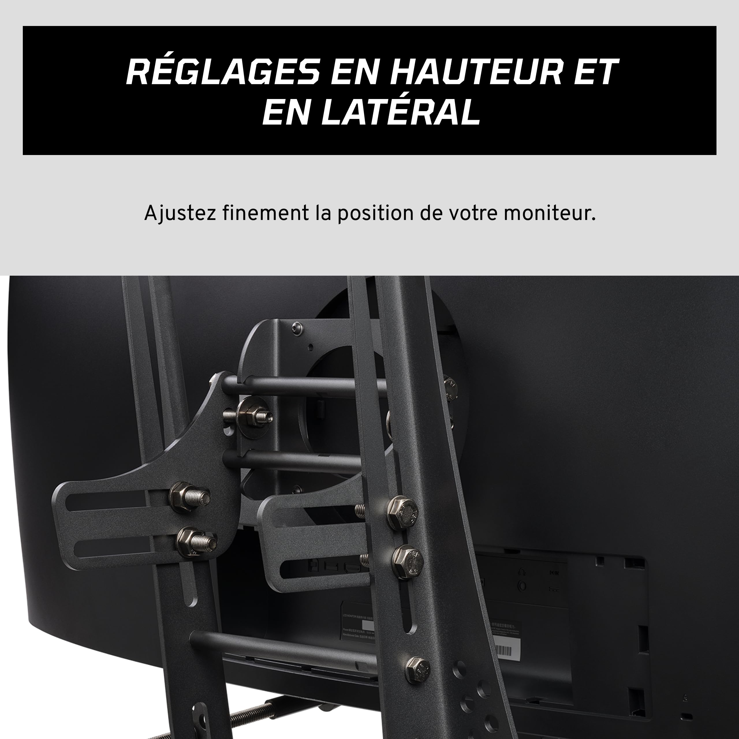 Fanatec CSL Support Pour écran du Cockpit – Solide et Sécurisée, Conçu spécialement pour le siège baquet CSL, Compatible avec une Large Gamme D’écrans, Supports Renforcés, Entièrement Réglable – Noir