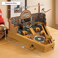 Vista 6 de HEY! PLAY! 12-HY2070 - Juego de habilidades de mesa de pinball de béisbol, juguete de escritorio clásico en miniatura de madera retro