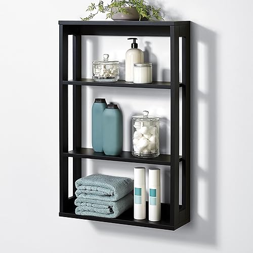 Miniatura 6 de Zenna Home Estante de almacenamiento montado en la pared para espacios pequeños, color negro