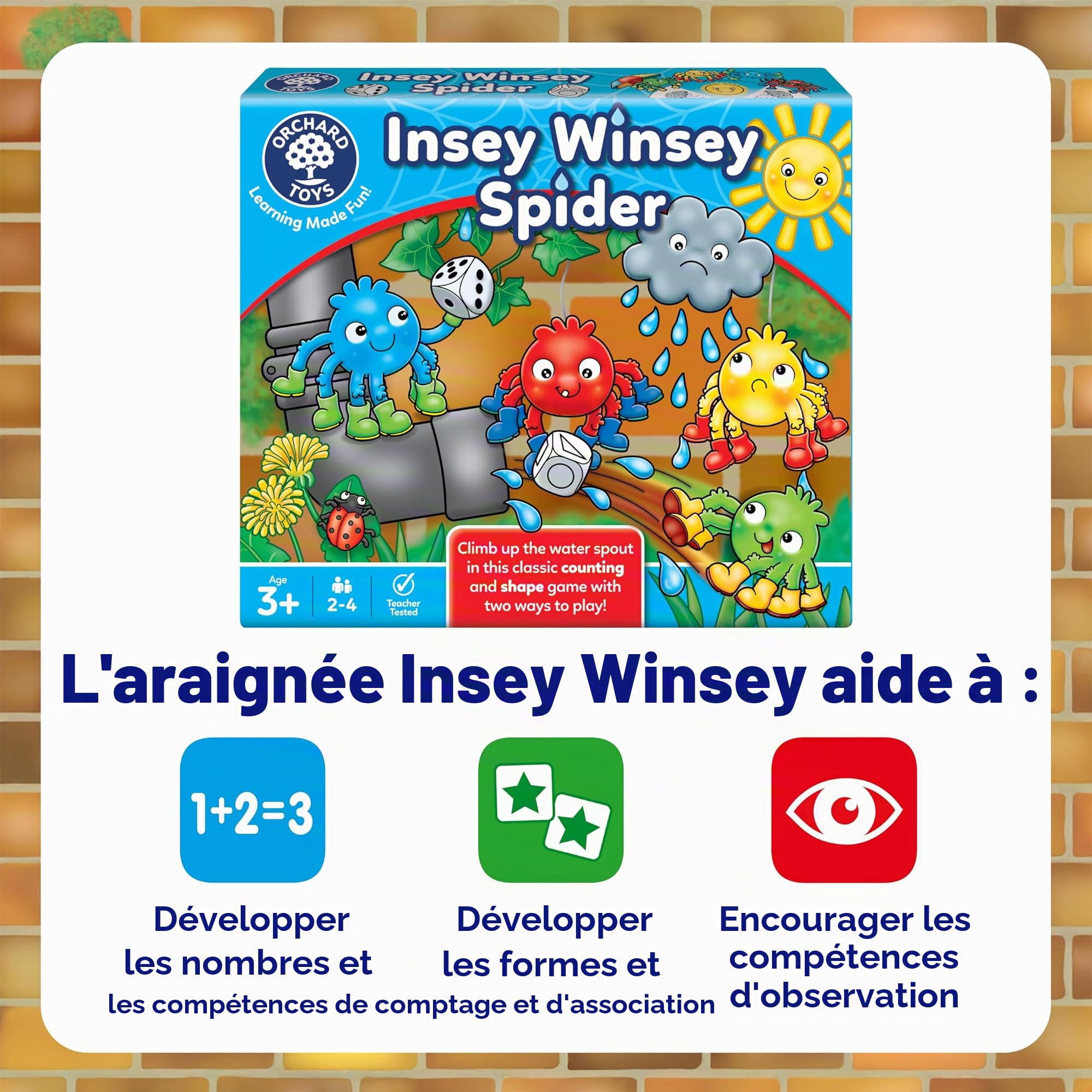 Orchard Toys Insey Winsey Spider Game, Shape and Counting Game for Preschoolers, Perfect For Children Age 3-6, Encourages Number and Counting Skills