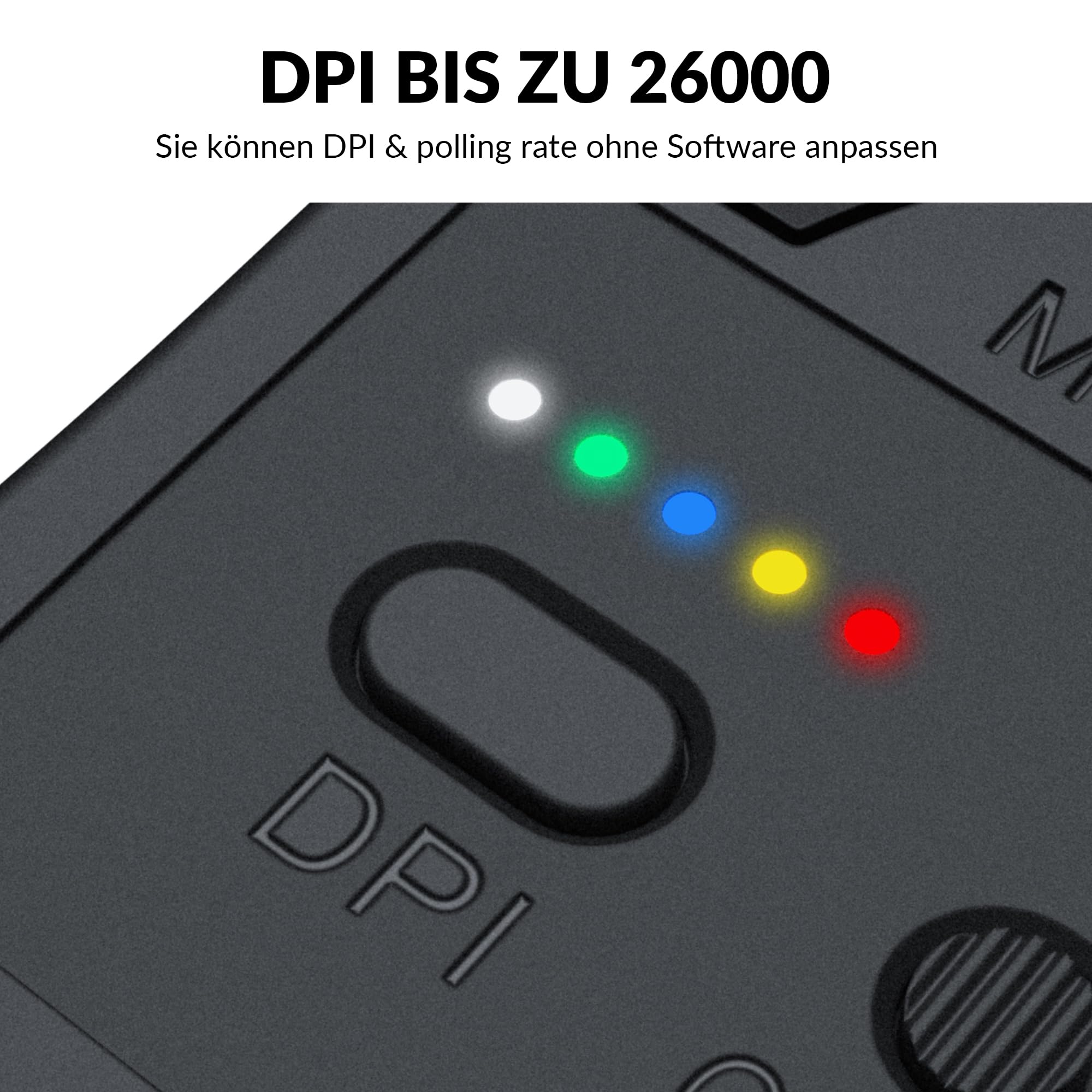 Keychron M3 programmierbare kabellose Maus, 2,4 GHz/Bluetooth 5.1/USB-C-Anschluss, 26000 DPI, PAW3395-Sensor, RGB-LED, 70 Stunden Akkulaufzeit, 79 g Gaming-Maus für PC, Mac und Laptop – Schwarz