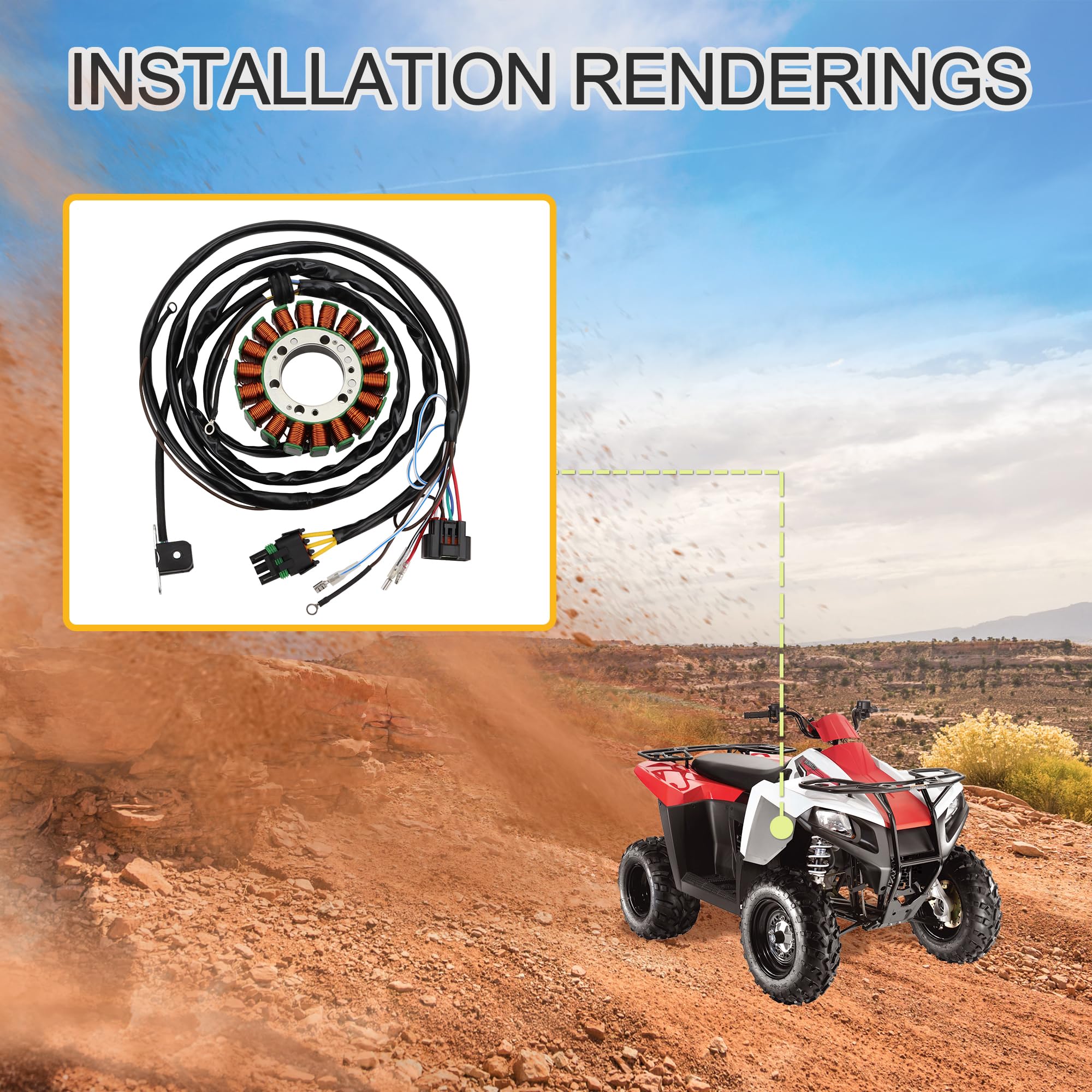 GOOFIT 18 Bobine 11 Fil Bobine d'Allumage Du Générateur Magneto Stator Remplacement pour Polaris Trail Blazer 330 Intl 2010-2013 Trail Boss 330 Intl 2010 2011 2012 2013 OEM 3090278
