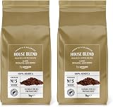 by Amazon House Blend Grains de café, 100% Arabica, Torréfaction Moyennement Poussée, 2kg, 2 lot de 1kg - Certifiés Rainforest Alliance - 1