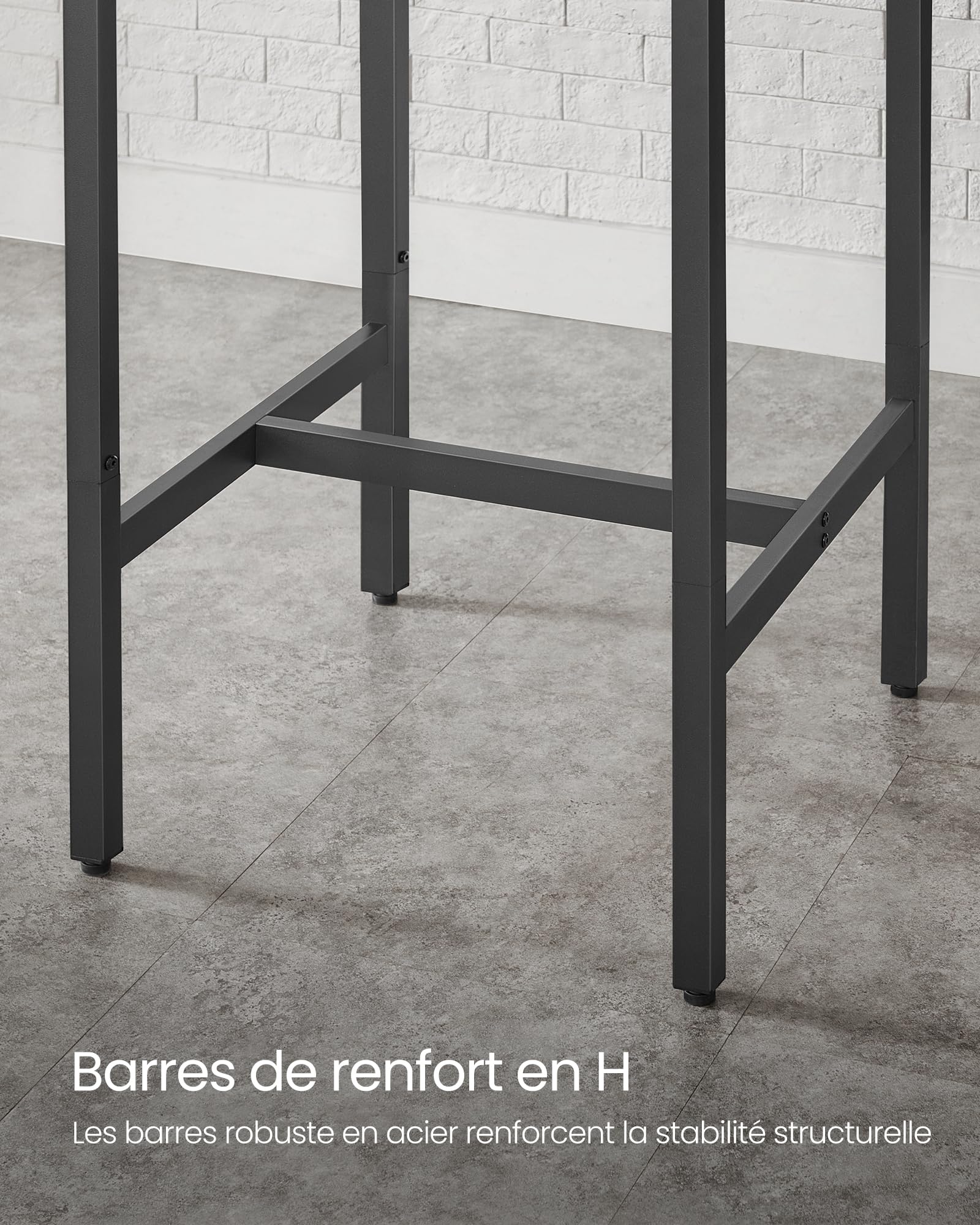 VASAGLE Table Haute, Table de Bar Carrée, Cadre en Acier, 60 x 60 x 92 cm, Montage Facile, pour Cuisine, Salon, Style Industriel, Marron Rustique et Noir LBT25X