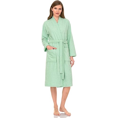 TowelSelections Womens Robe, Kimono Bathrobe for Women, 100% Cotton Knee Length Terry Cloth Robes for Women