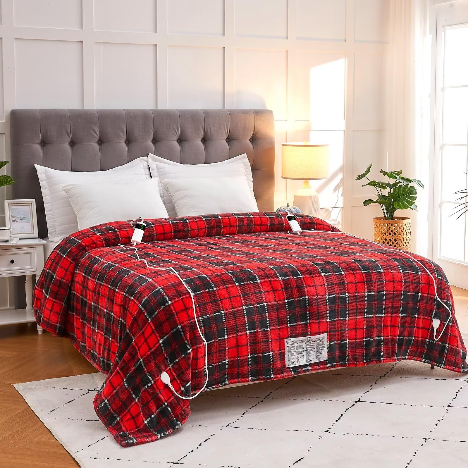 Amazon.com: OCTROT Electric Blanket Heated Queen Size 84x90, Fast Heating  Blanket with Dual Control, 10 Heat Levels u0026 5 Timer Auto Off Soft Warm  Sherpa Heater Blanket for Bed, Machine Washable (Red