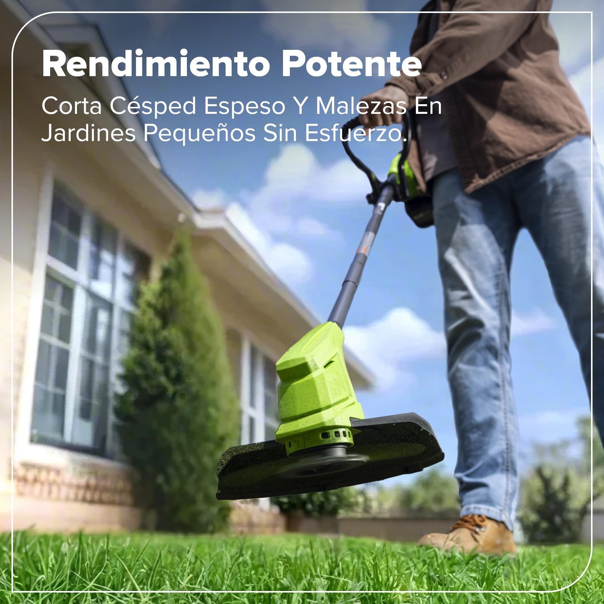 Greenworks 48V (24V x 2) Cortacésped de batería Li-Ion 24V 36cm Ancho Corte hasta 400m² a y Cortabordes Inalámbrico con Cabezal de Alimentación Automática con 1 Batería 4Ah y Cargador-MTCK48B421-01