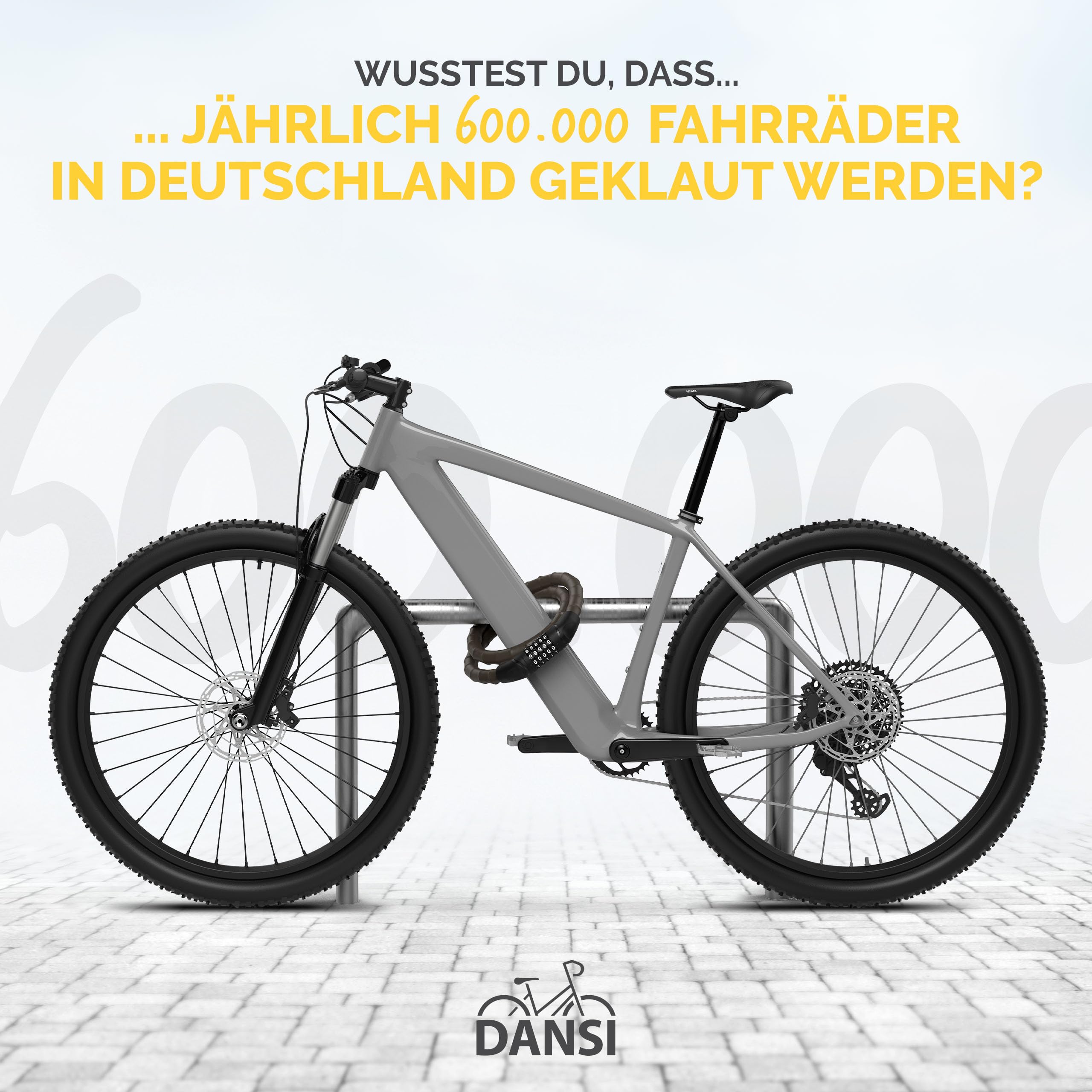 DANSI Panzerschloss Fahrrad I sicherer Diebstahlschutz mit 2 Schlüsseln I Fahrrad schloss, bike lock, Fahrradschloss, Fahrradschlösser, E-Bike