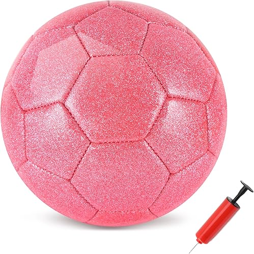 DLUGOPIS Balón de fútbol rosa con purpurina tamaño 4 con bomba de aire, juego de pelota de fútbol para niños pequeños, varios tamaños para niños de disponible en Yaxa Guatemala