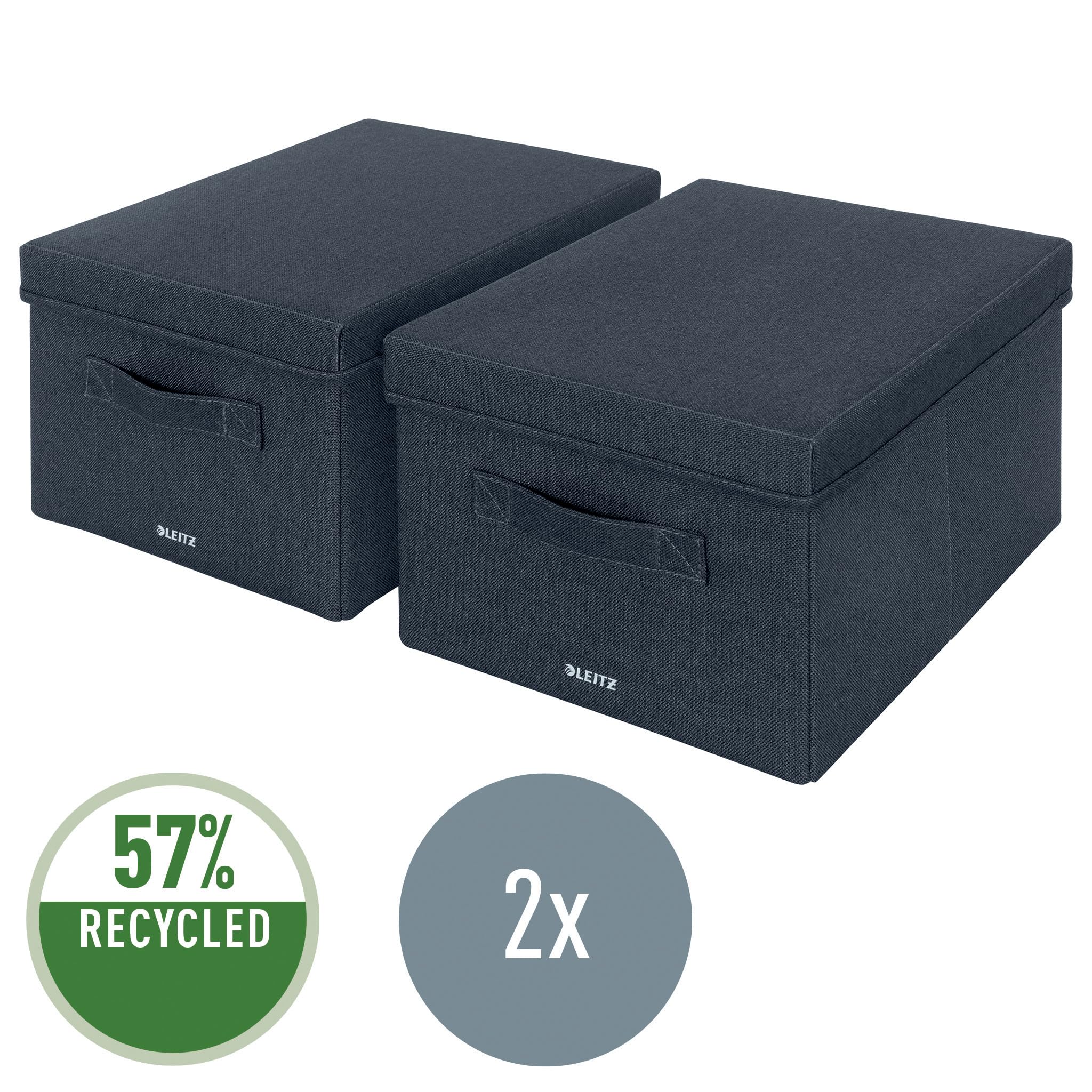 Leitz Stoffen medium opbergdoos donkergrijs (2 stuks