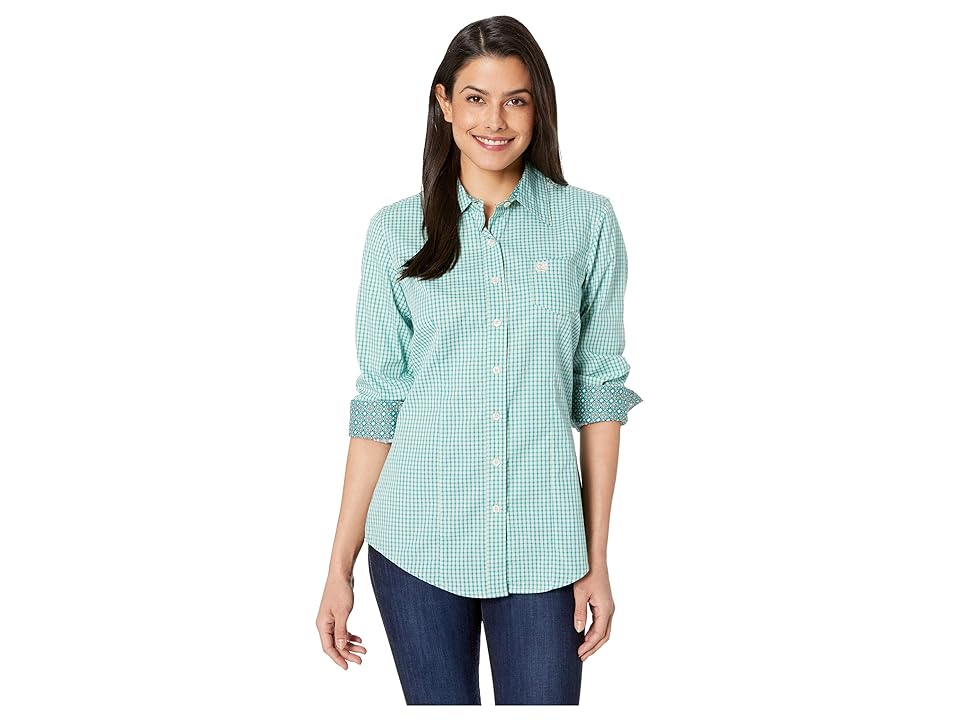 

Cinch Long Sleeve Plaid (Turquoise) Women's Clothing