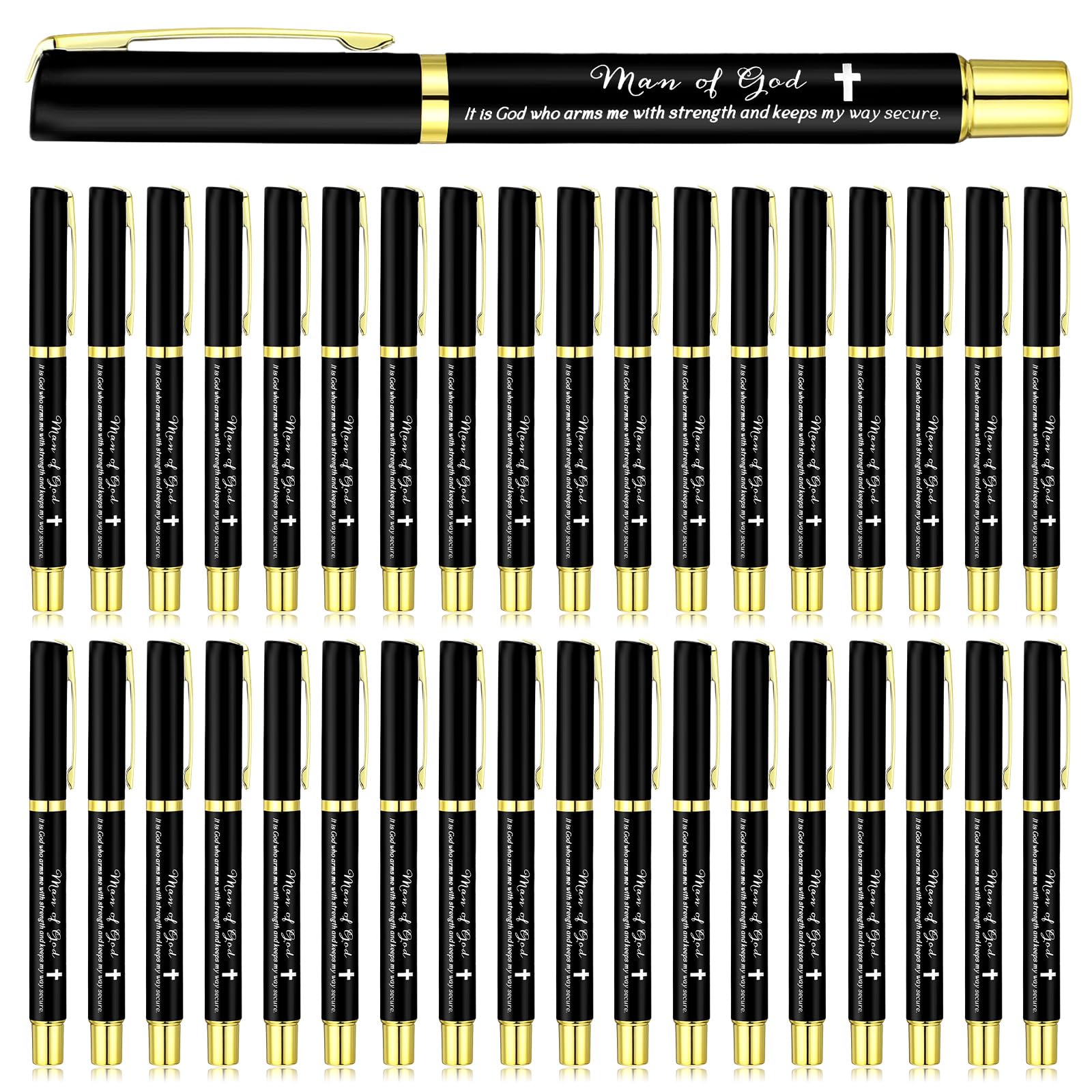 Chiisong 100 Pcs Man of God Pens Bulk Christmas Christian Gifts for Men Pastor Appreciation Gifts Religious Pens with Scripture for Men Church Bulk