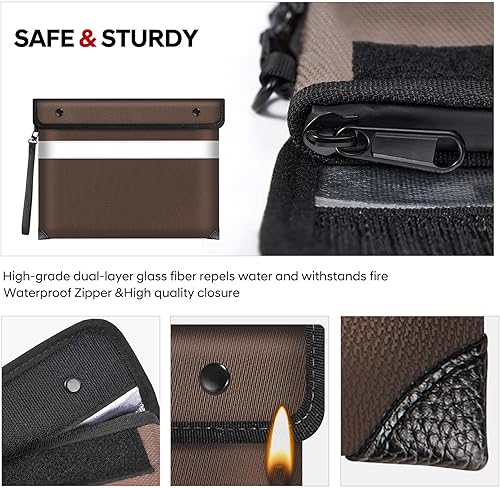 Miniatura 3 de Bolsa de documentos ignífuga, bolsa de dinero aislada a prueba de fuego de 5200 para efectivo, bolsa impermeable para documentos con cremallera