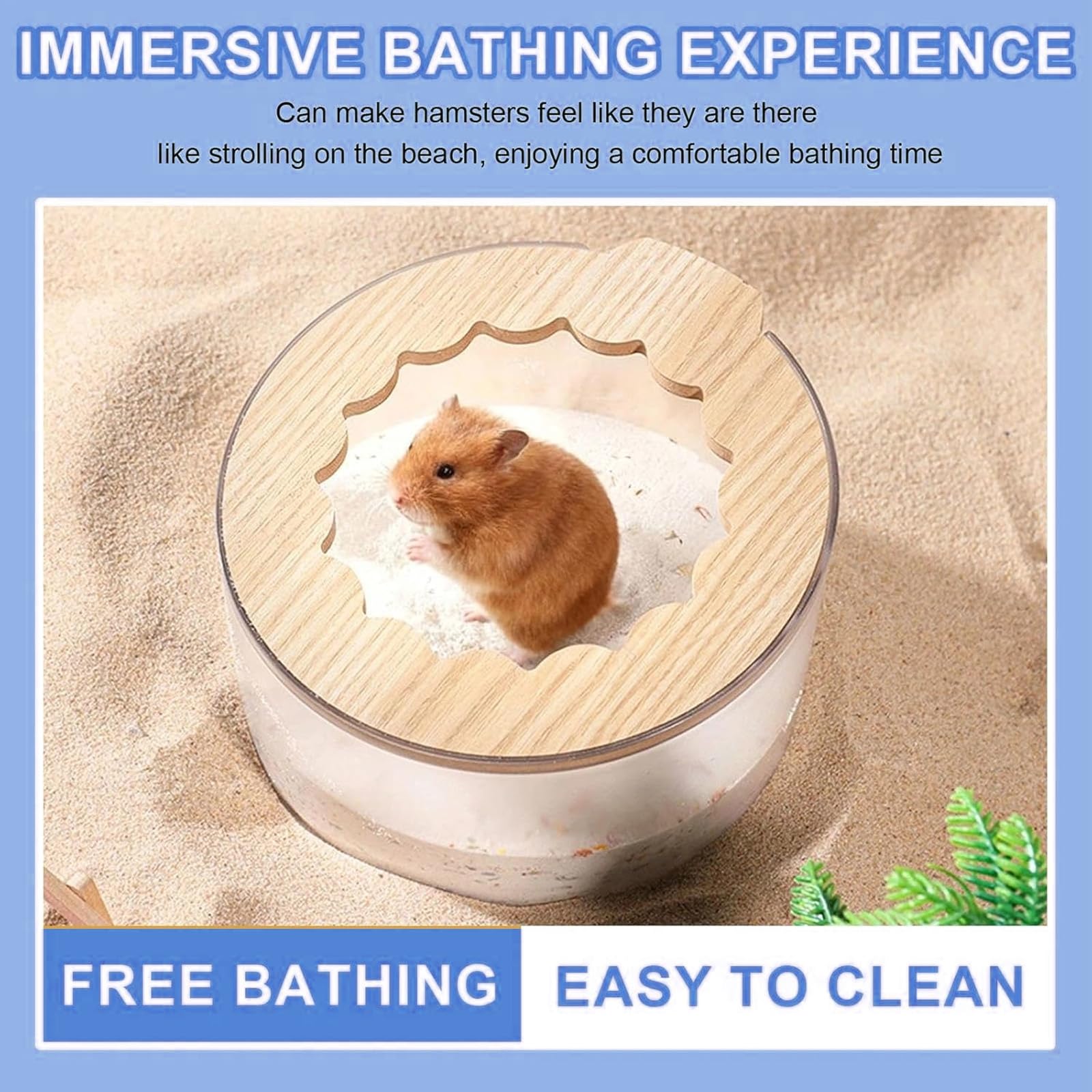 Bain de Sable Hamster Transparente Maison de Toilette pour Hamsters, Gerbille, Chinchilla, Hérisson (14x9cm)