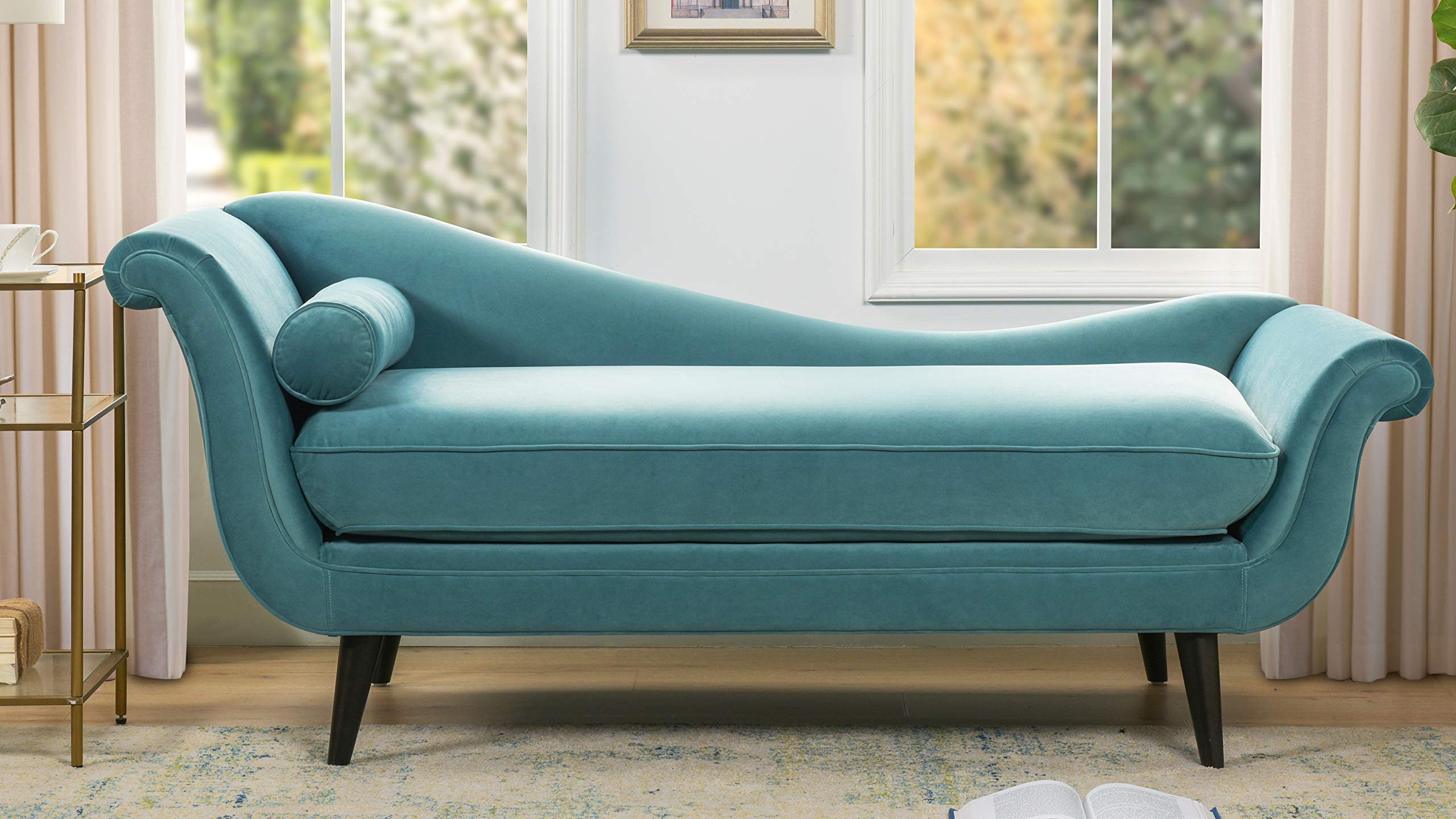 Amazon.com: Sandy Wilson Home Kai Chaise Sofa, Arctic Blue : Home