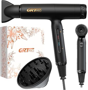 Professional Ionic Hair Dryer Travel Hairdryer 2200W,100,000 RPM High EC Motor,320g Lightweight Hairdryer,200 Million Ionic Blow Dryer, Thermo-Control Low Noise for Travel Sports Home Salon