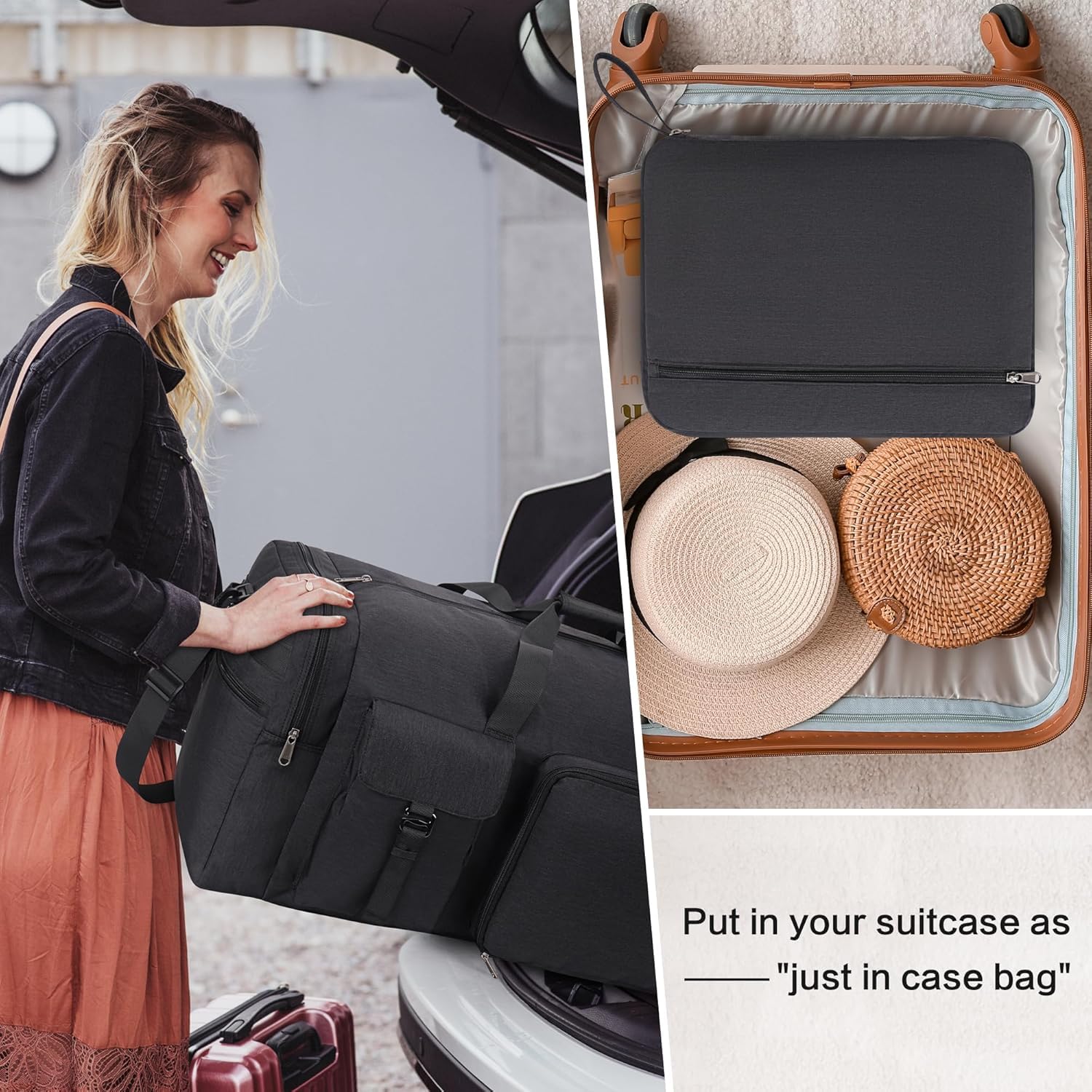 Faltbare Reisetasche, 120L Große Faltbar Reise Tasche für Herren & Damen, Groß Leichte wasserdichte Sporttasche mit Schuhfach