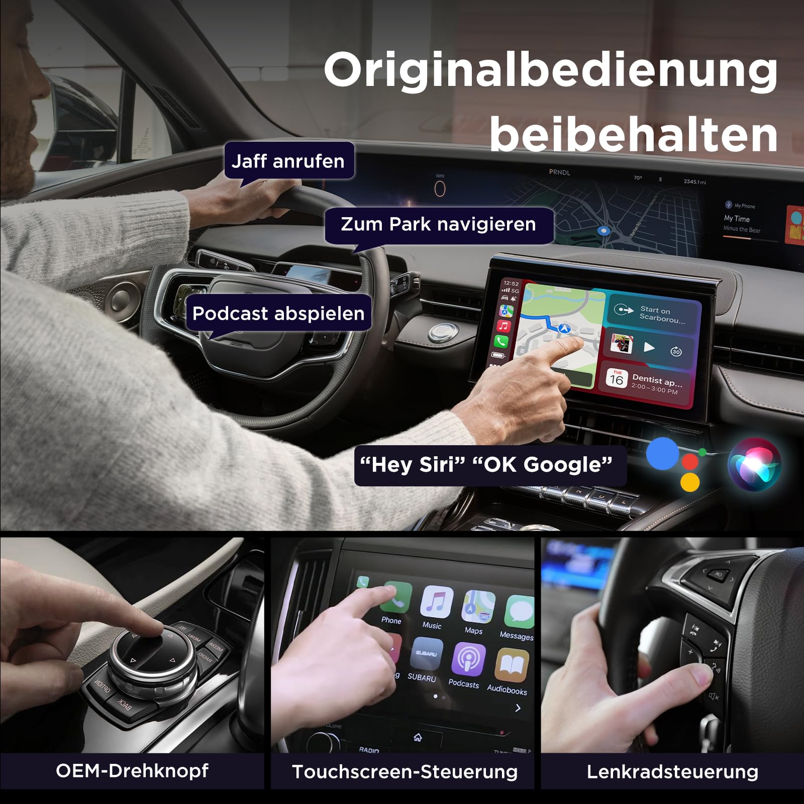 MSXTTLY CarPlay Wireless Adapter U2AC-01 Android Auto USB-C/A Schwarz