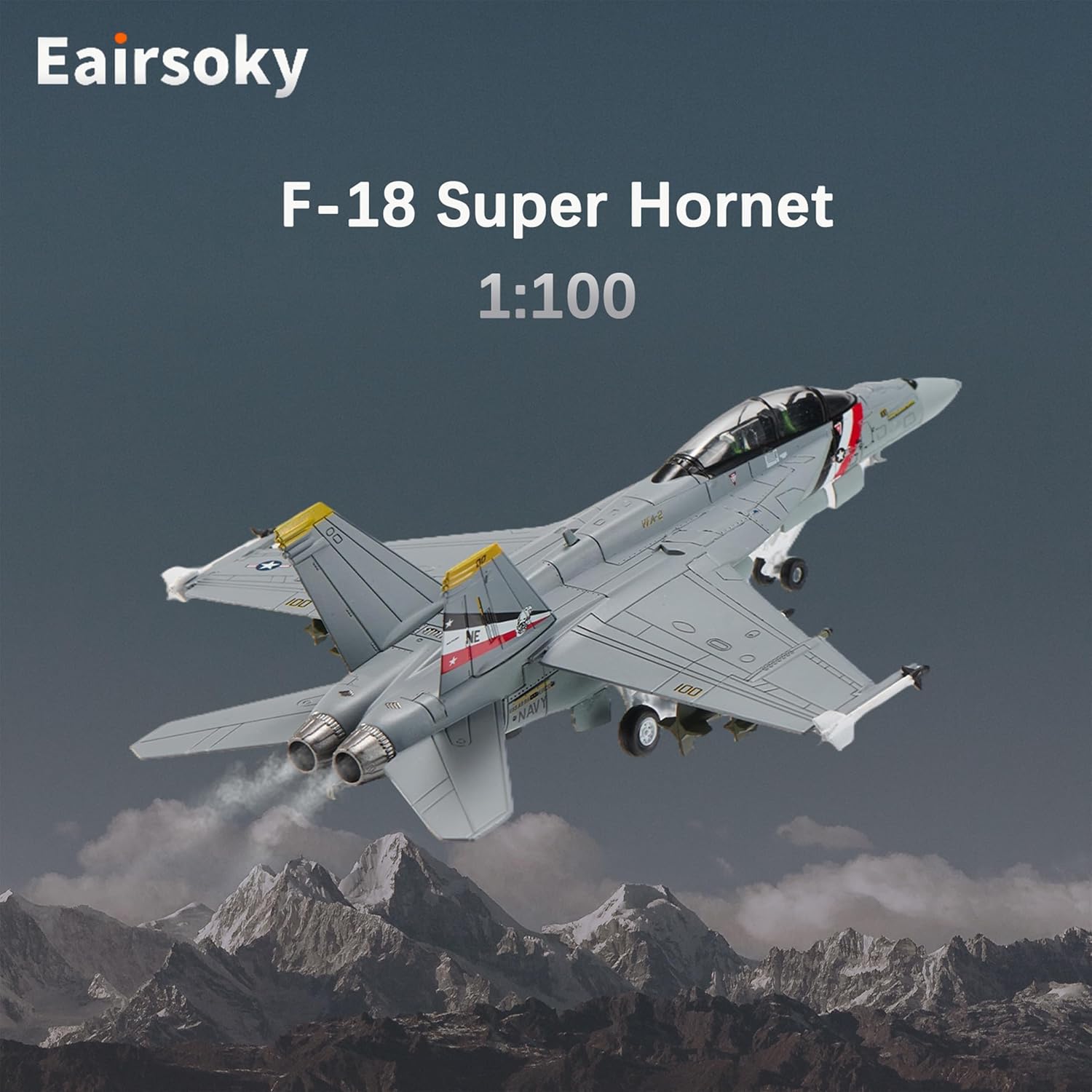 1:100 Scale F-18 Super Hornet Metal Fighter Jet Model Jolly Roger Military Die-cast Aircraft Models for Collection or Gift Bounty Hunter