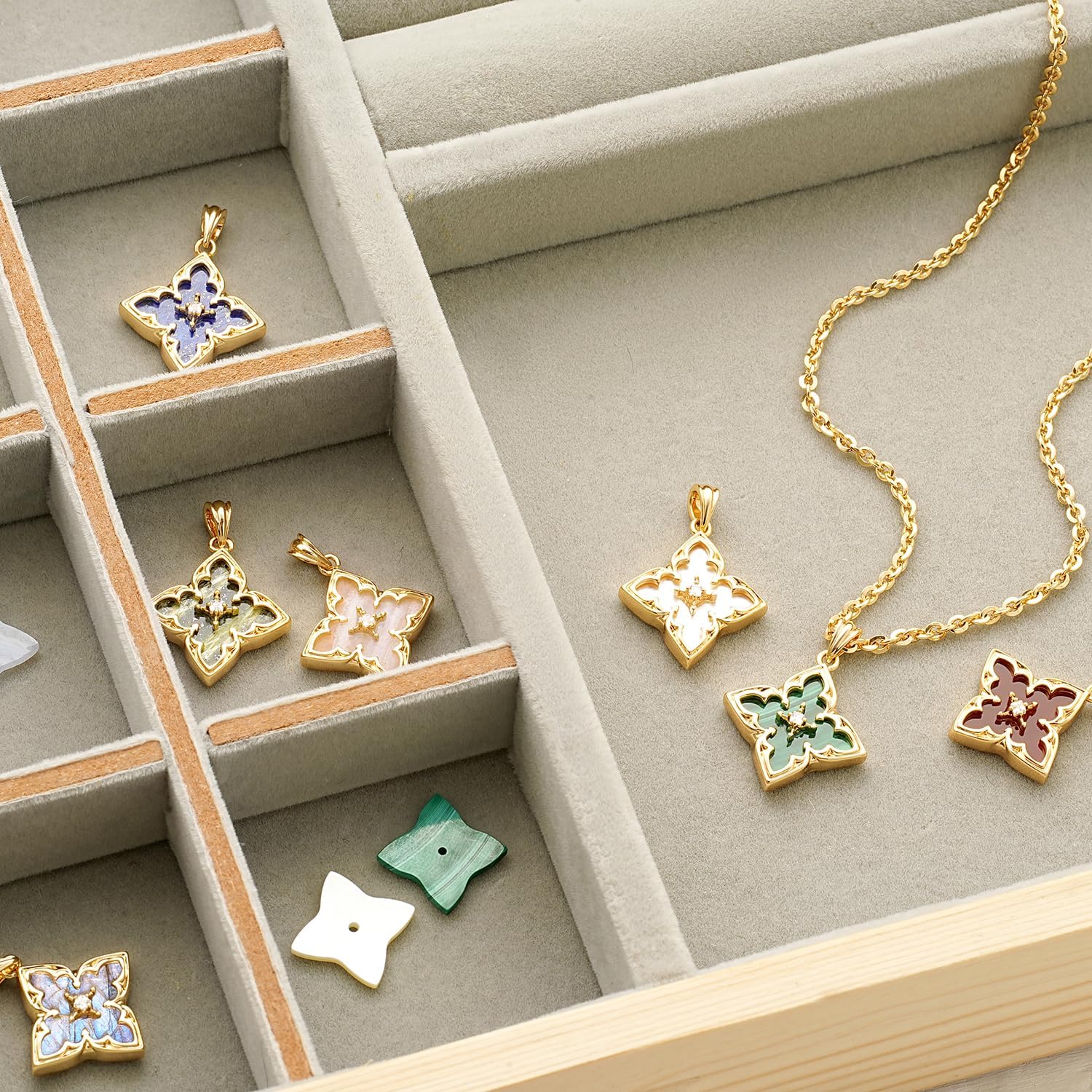 MYEARS Women Star Necklaces Gold Pendant Natural Stone Cubic Zirconia 14K Gold Plated Simple Dainty O Link Chain Everyday Trendy Jewelry - Image 8