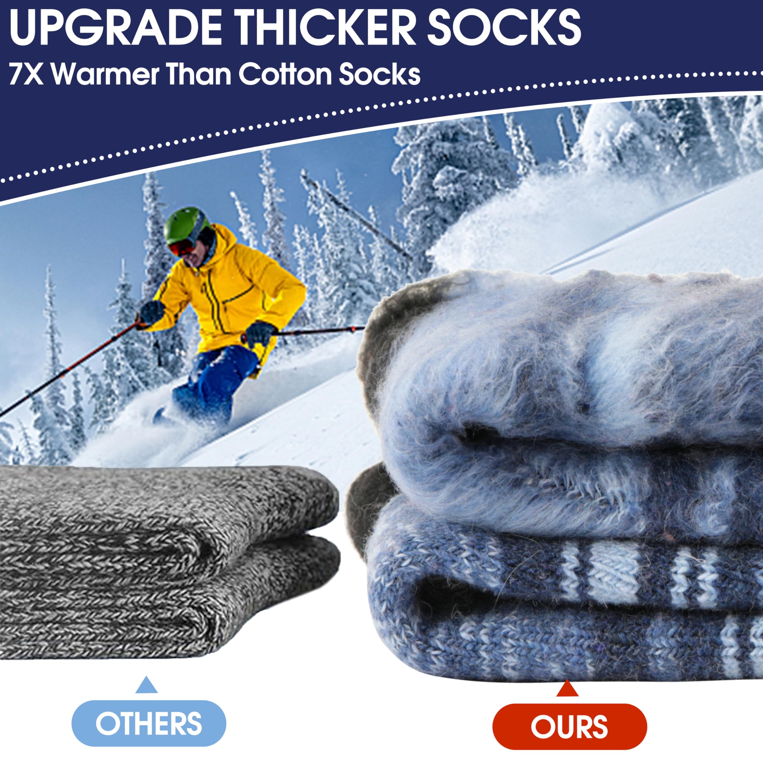 Anlisim Calcetines térmicos de invierno, 3 pares para hombres y mujeres, extra gruesos, aislados, para botas de esquí para clima frío extremo