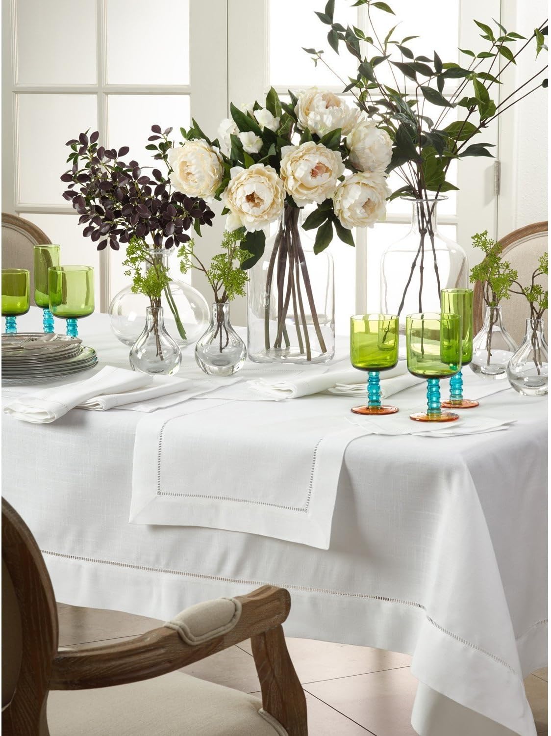 White Special Occasion Holiday Runner with Hemstitched Border 16" X 90"