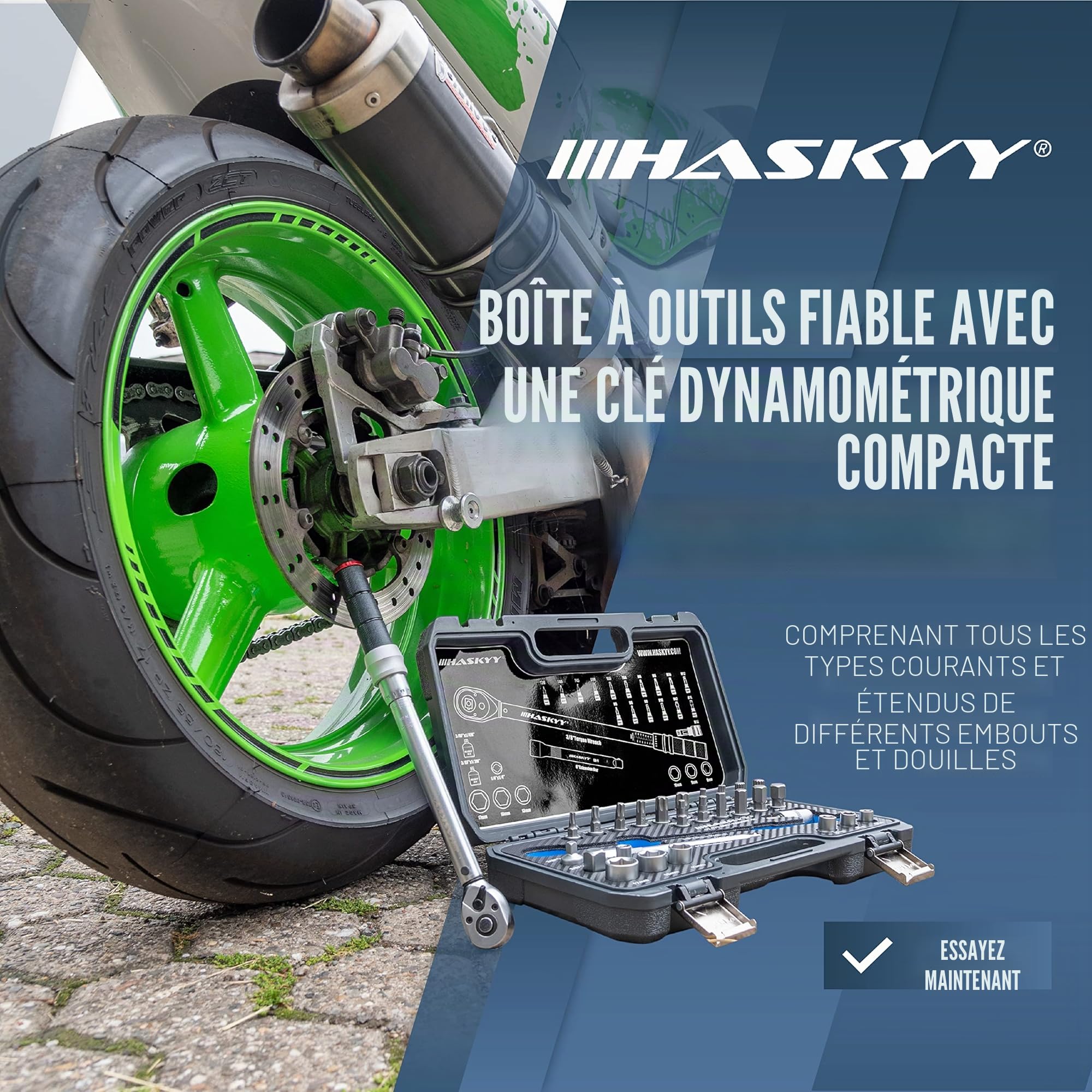 HASKYY Jeu de clés dynamométriques 3/8" 5-60 Nm