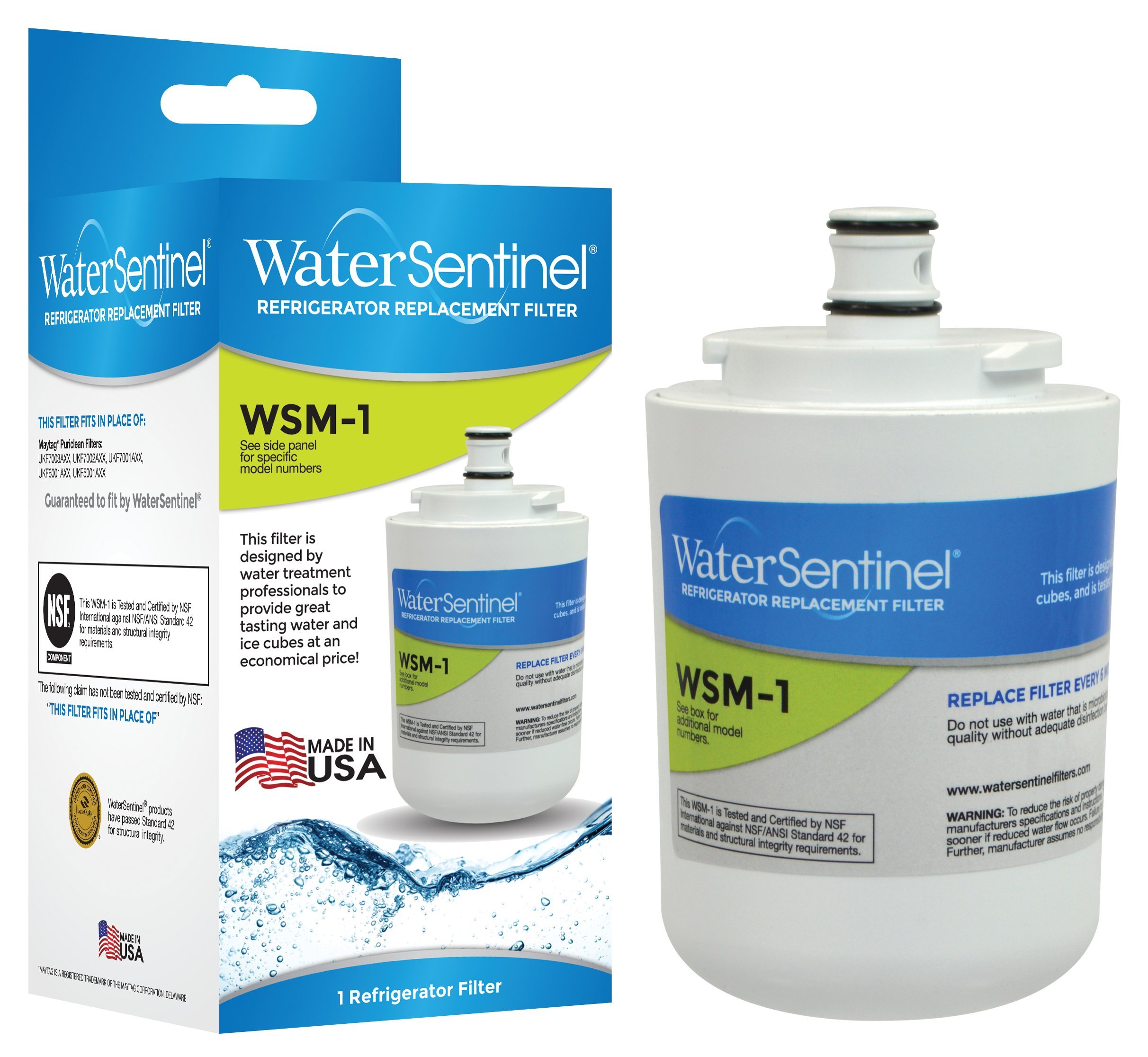 WaterSentinel WSM-1 Filtro de repuesto para refrigerador: se adapta a filtros Whirlpool FILTER 7 (2 unidades)