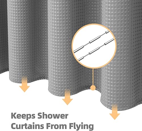 Miniatura 4 de LaCyan Juego de cortina de ducha impermeable 3 en 1 y forro transparente con 12 ganchos de acero inoxidable de doble cara para baño, 72 pulgadas,
