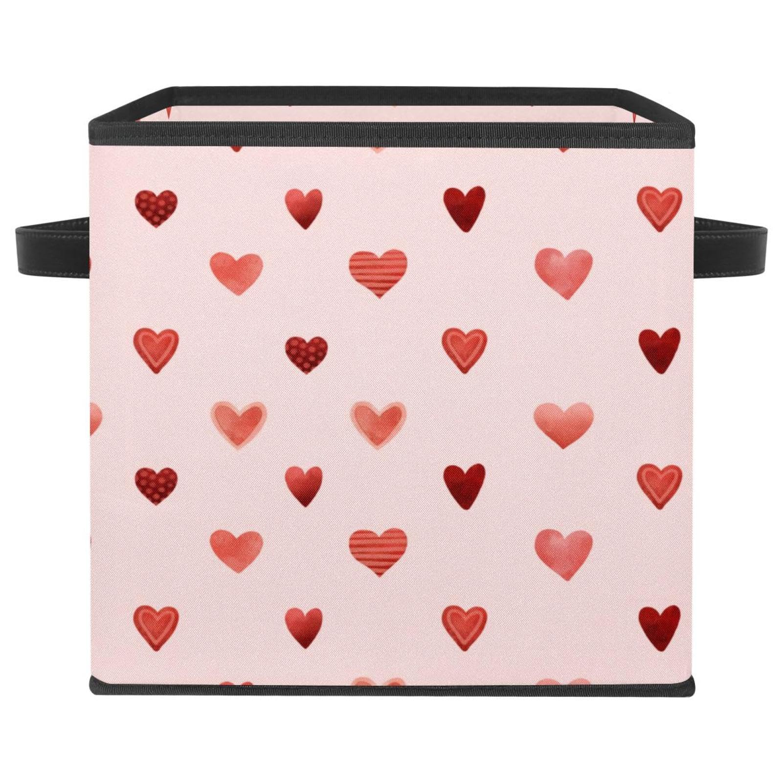 Boîte de rangement pliable en tissu rose avec poignées pour placard