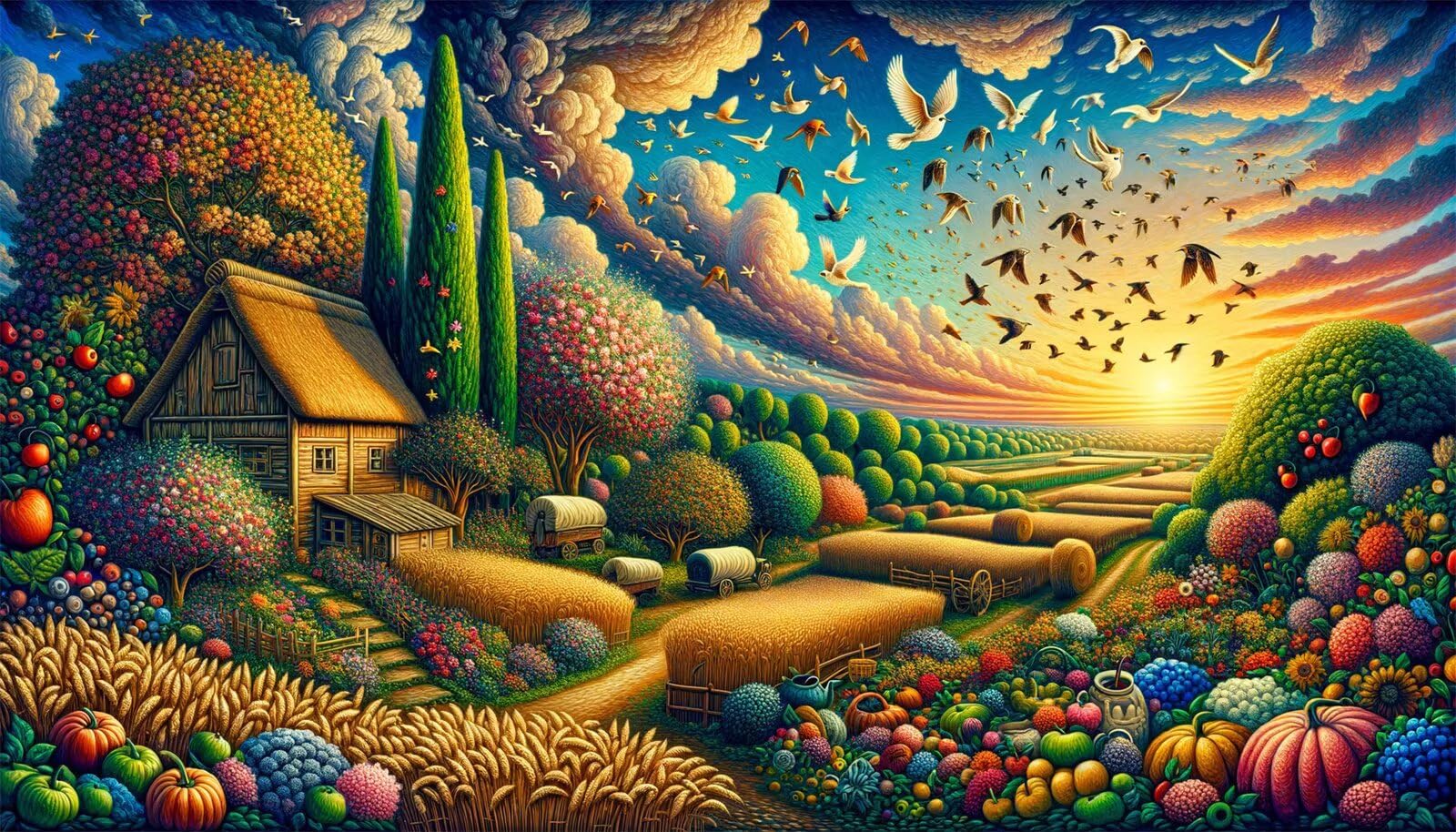 Puzzle dla dorosłych, 3000 sztuk, wymagające łamigłówki, gry logiczne dla całej rodziny, świąteczny prezent dla przyjaciół w pięknym opakowaniu (Wiejskie Święto żniw)