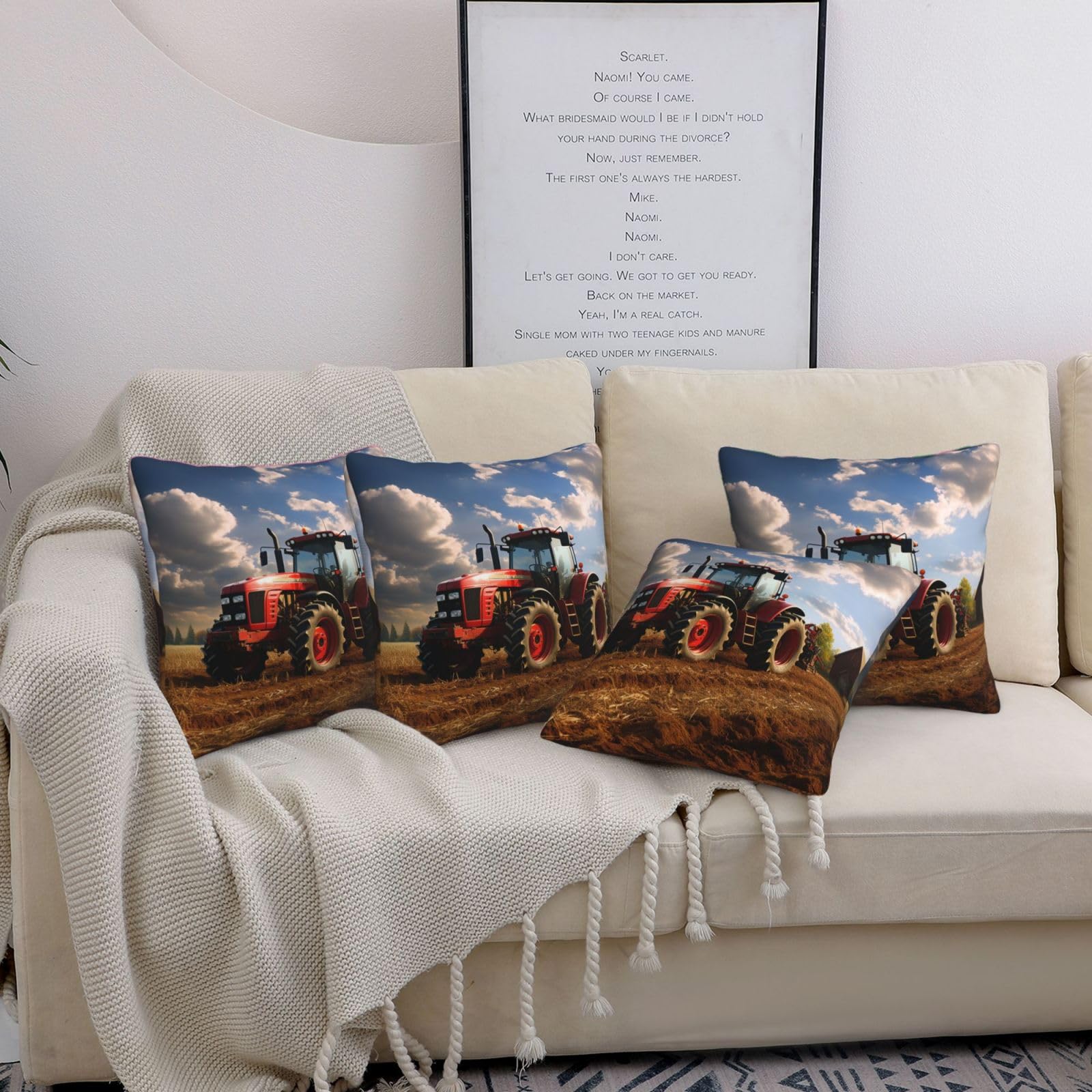 Housses de coussin salon motif tracteur moderne pour chambre