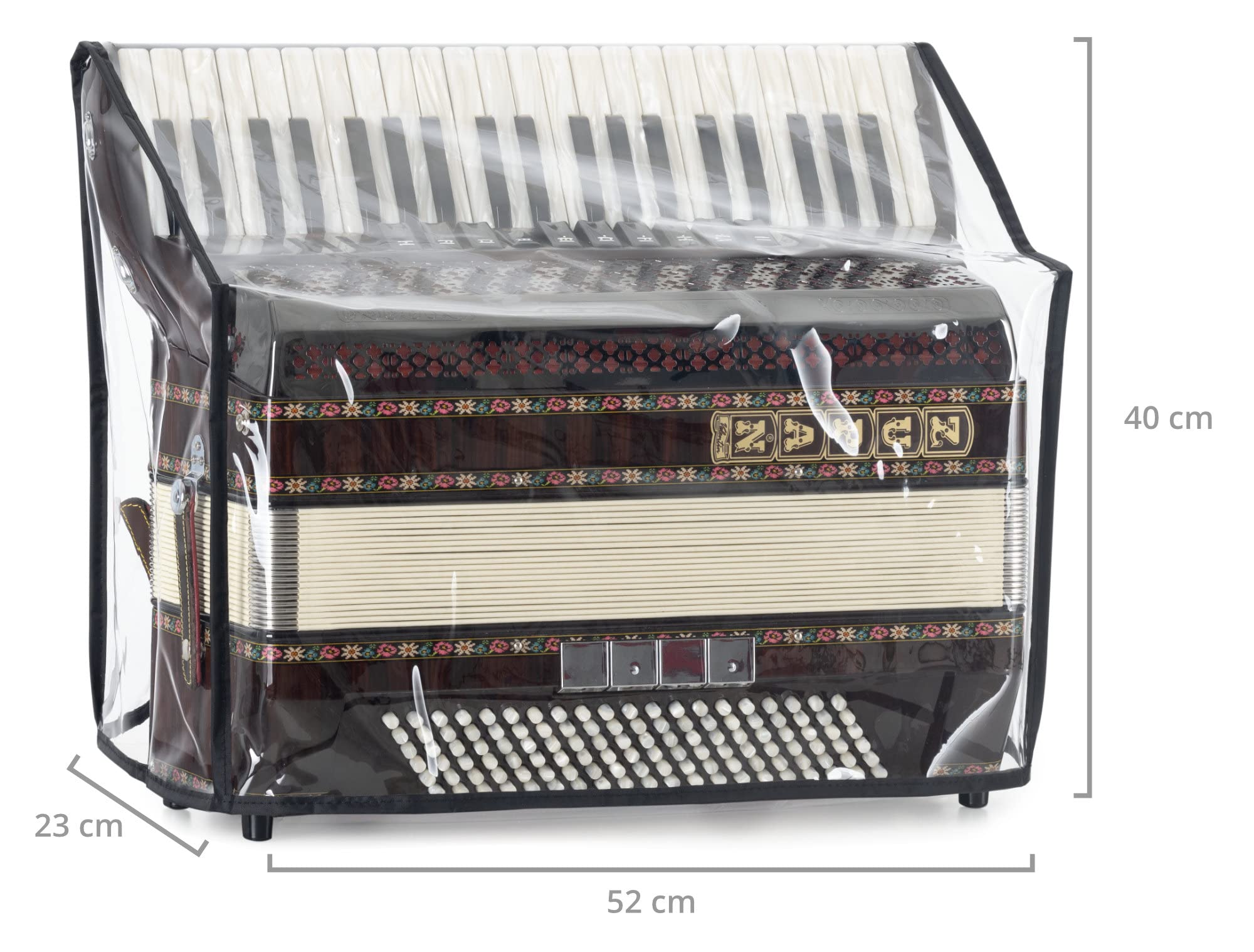 Housse Alpenklang pour Accordéon Basse 120 - Protection pour Accordéon - Compatible avec Accordéons à 120 Basses - Dimensions (LxPxH) : env. 52 x 23 x 40 cm - en PVC - Transparent